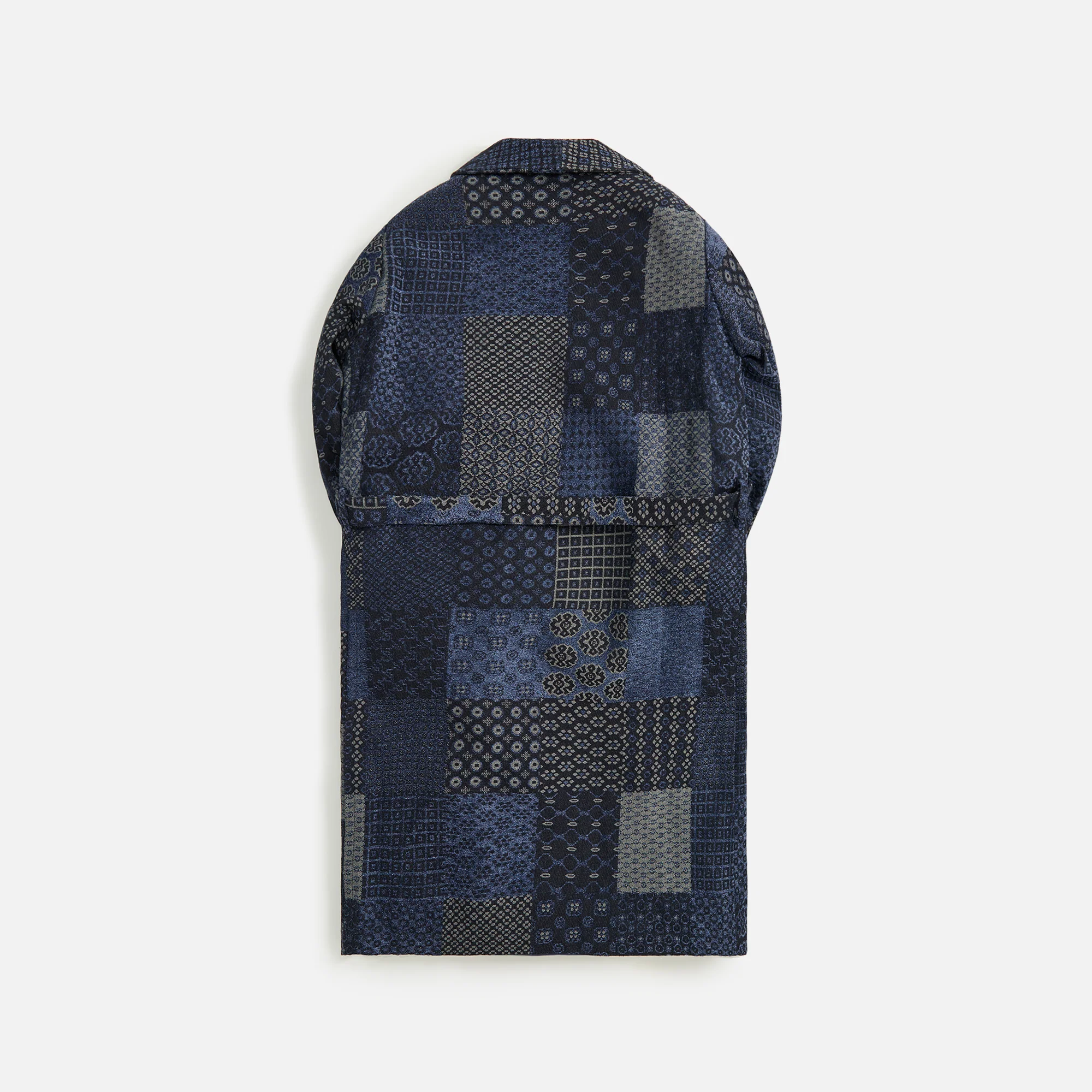 4S Designs Patchwork Shawl Collar Robe Coat - Blue - Image 2