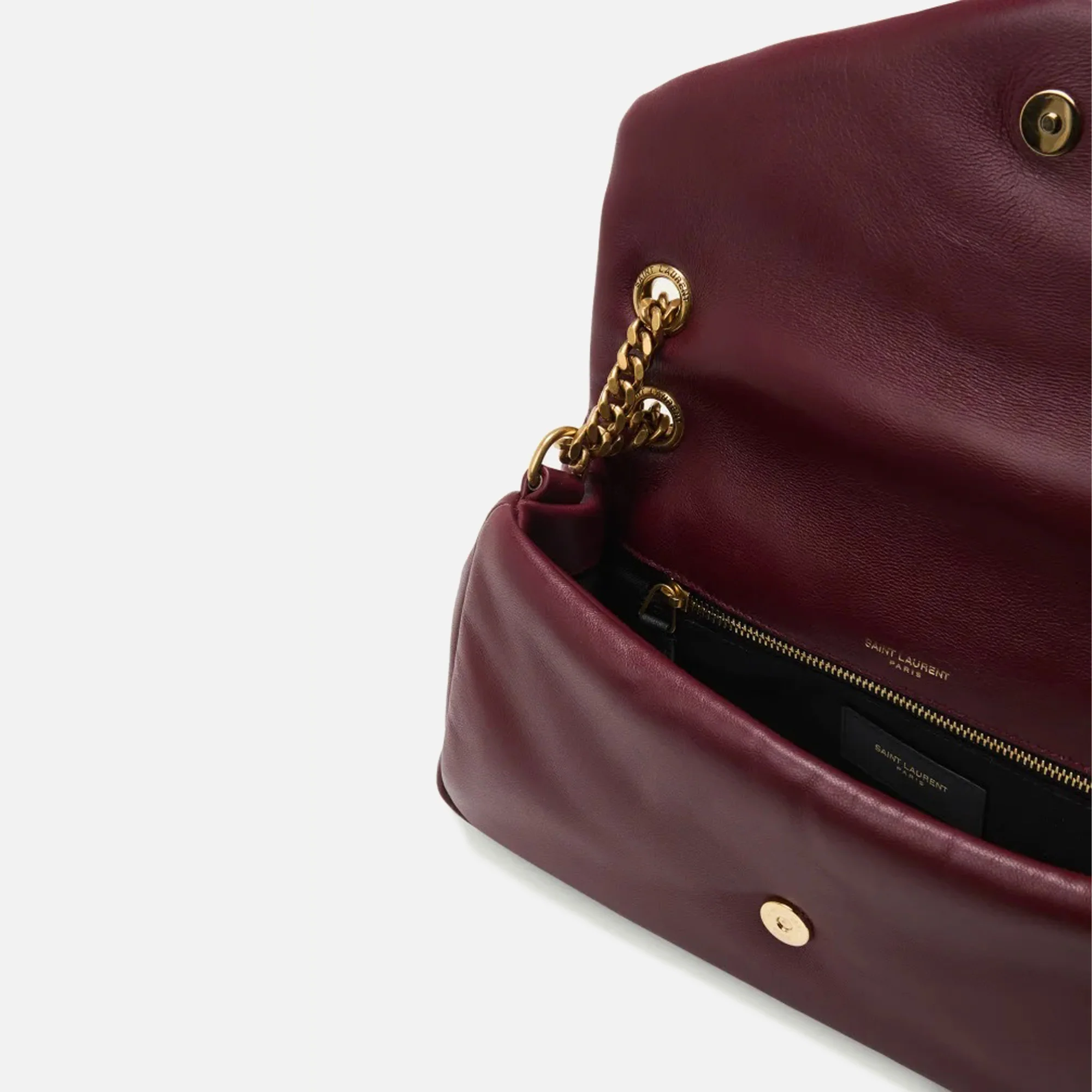 Saint Laurent YSL Calypso Puffer Bag - Dark Bordeaux - Image 2