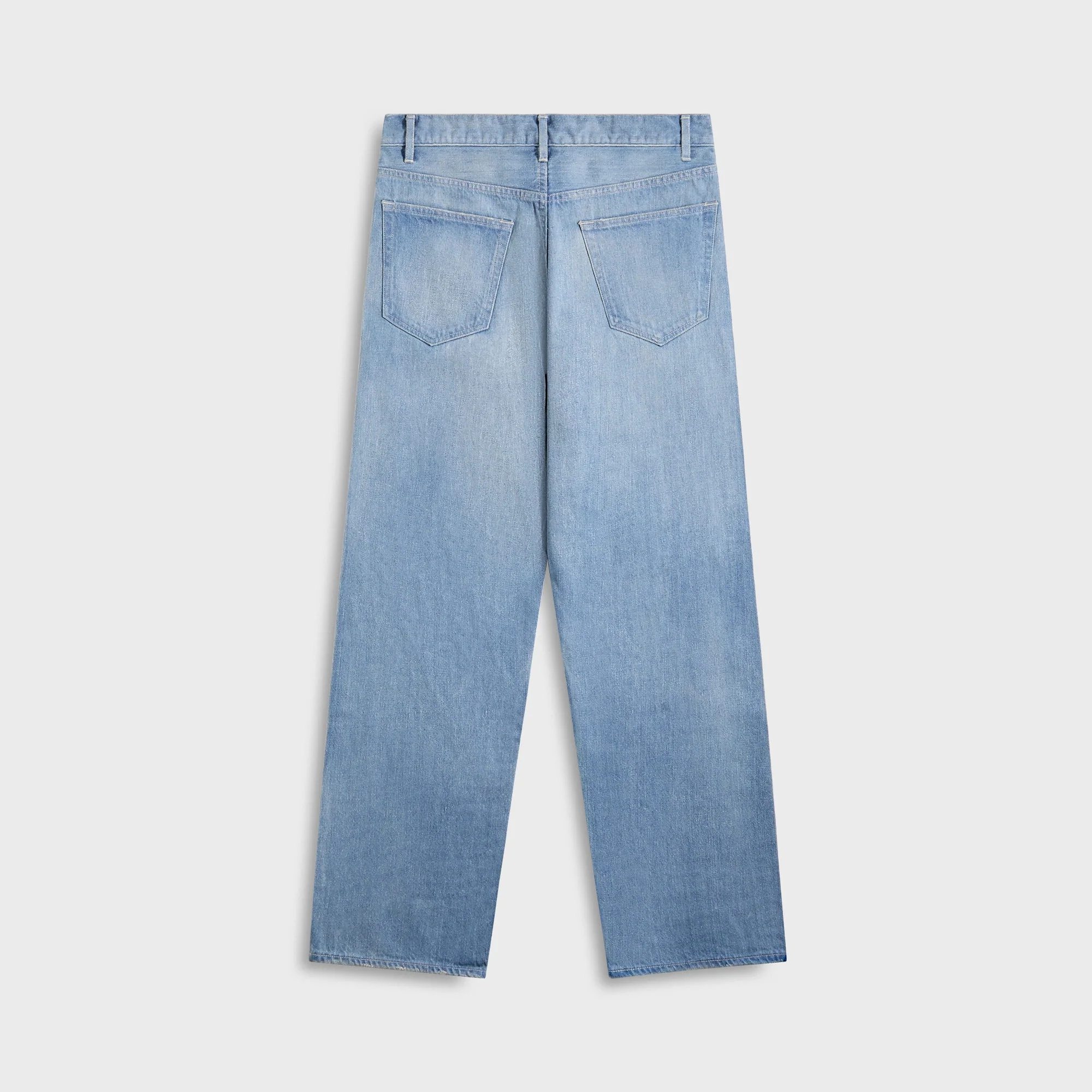 Auralee Selvedge Faded Light Denim Wide Pants - Light Indigo - Image 2