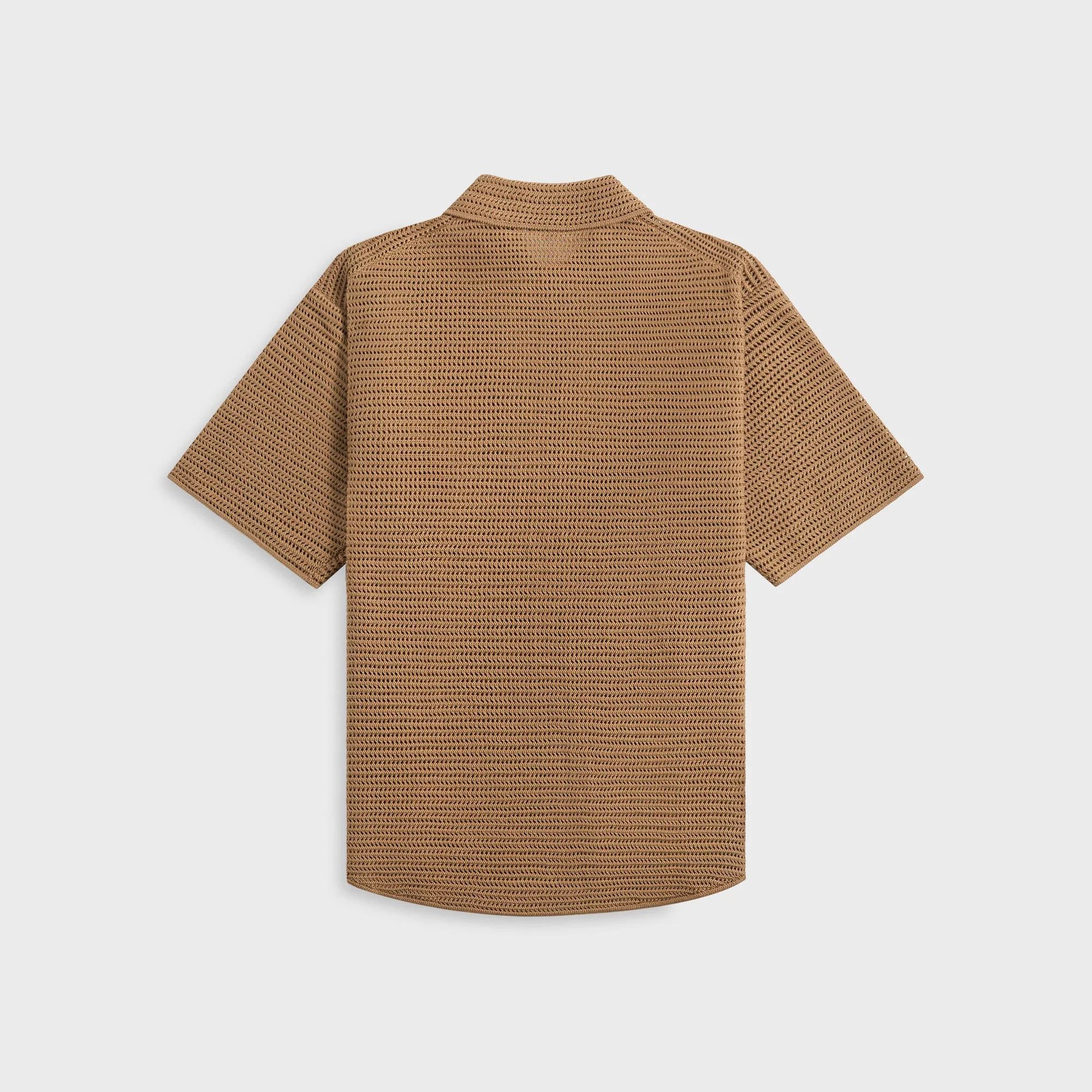 Auralee Cotton Mesh Knit Half Sleeved Shirt - Khaki Brown - Image 3