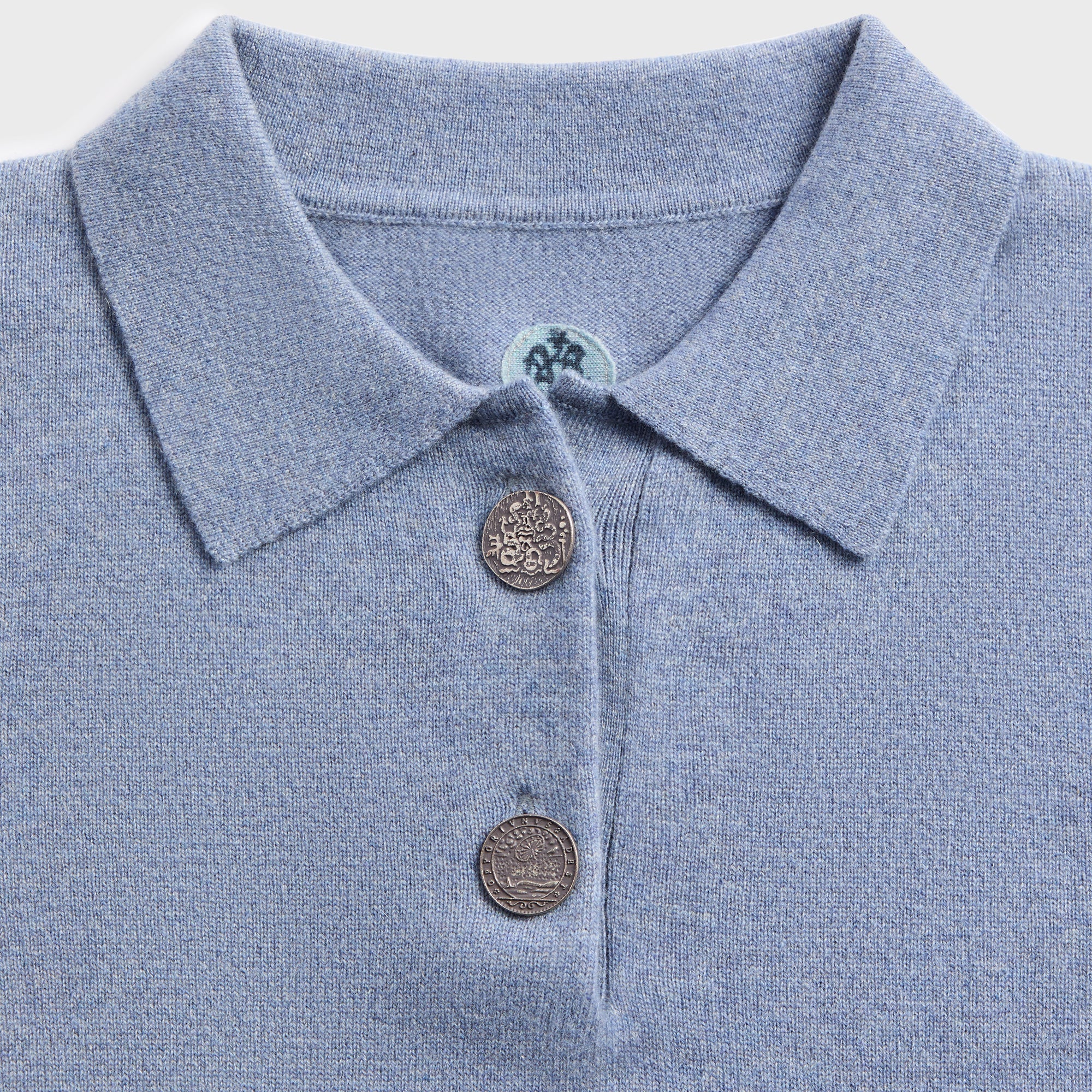 Adrian Cashmere Coin Polo - Blue - Image 3