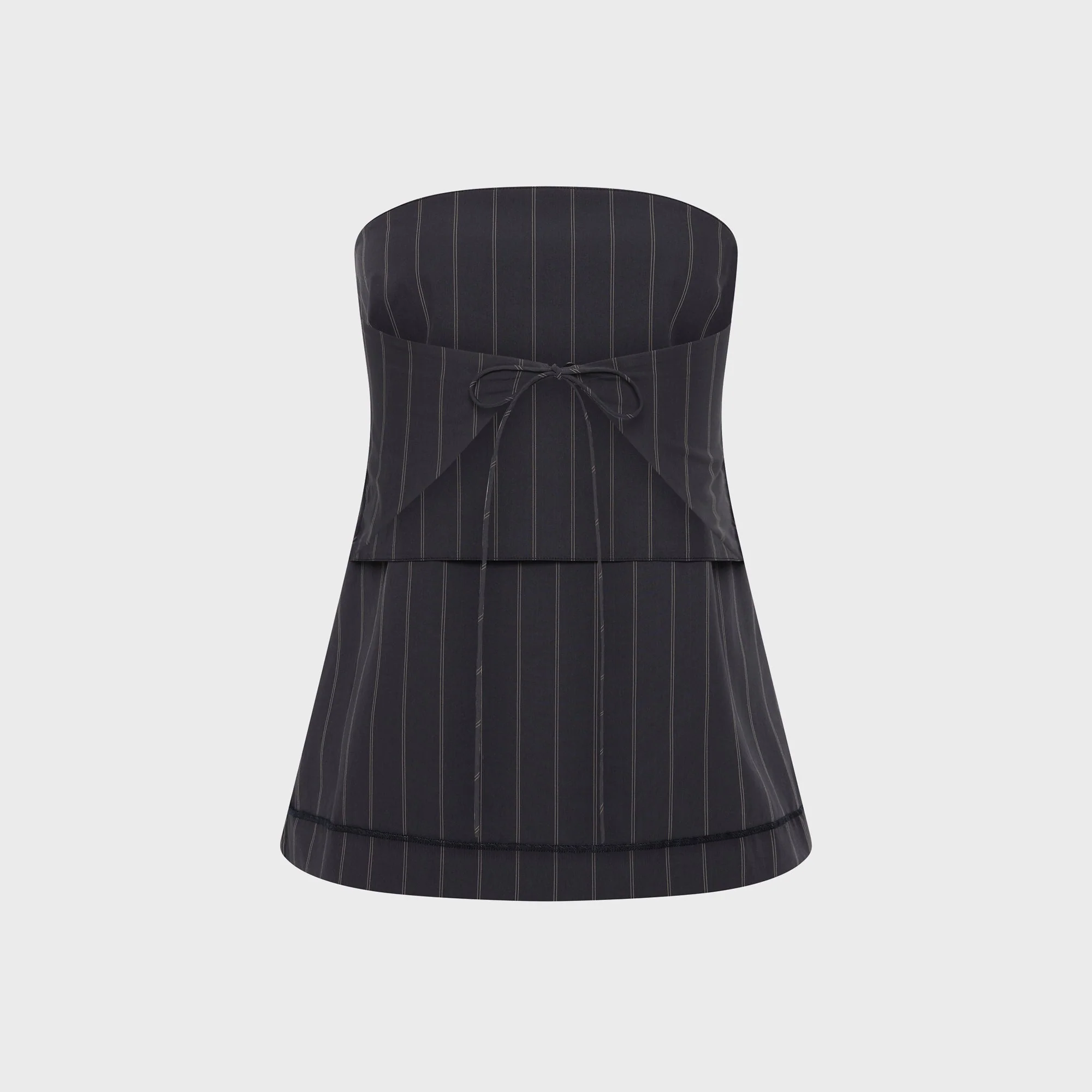St. Agni Strapless Rouleau Tie Top - Ink Stripe - Image 2