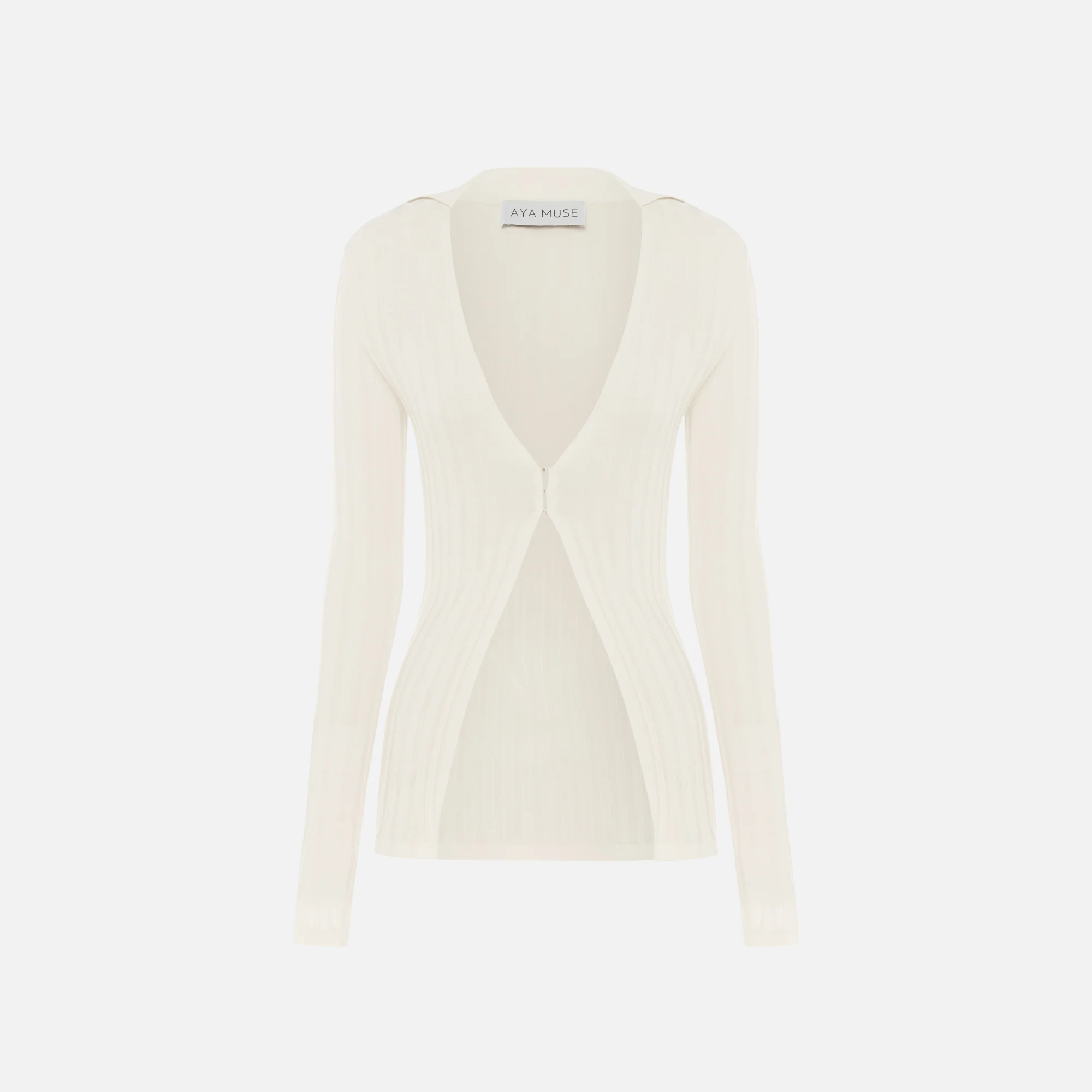 Aya Muse Olbia Collared Knit Top - White