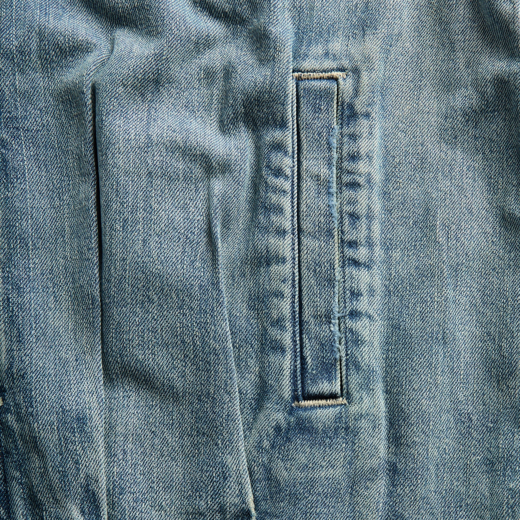 Auralee Faded Selvedge Light Denim Blouson - Light Indigo - Image 3