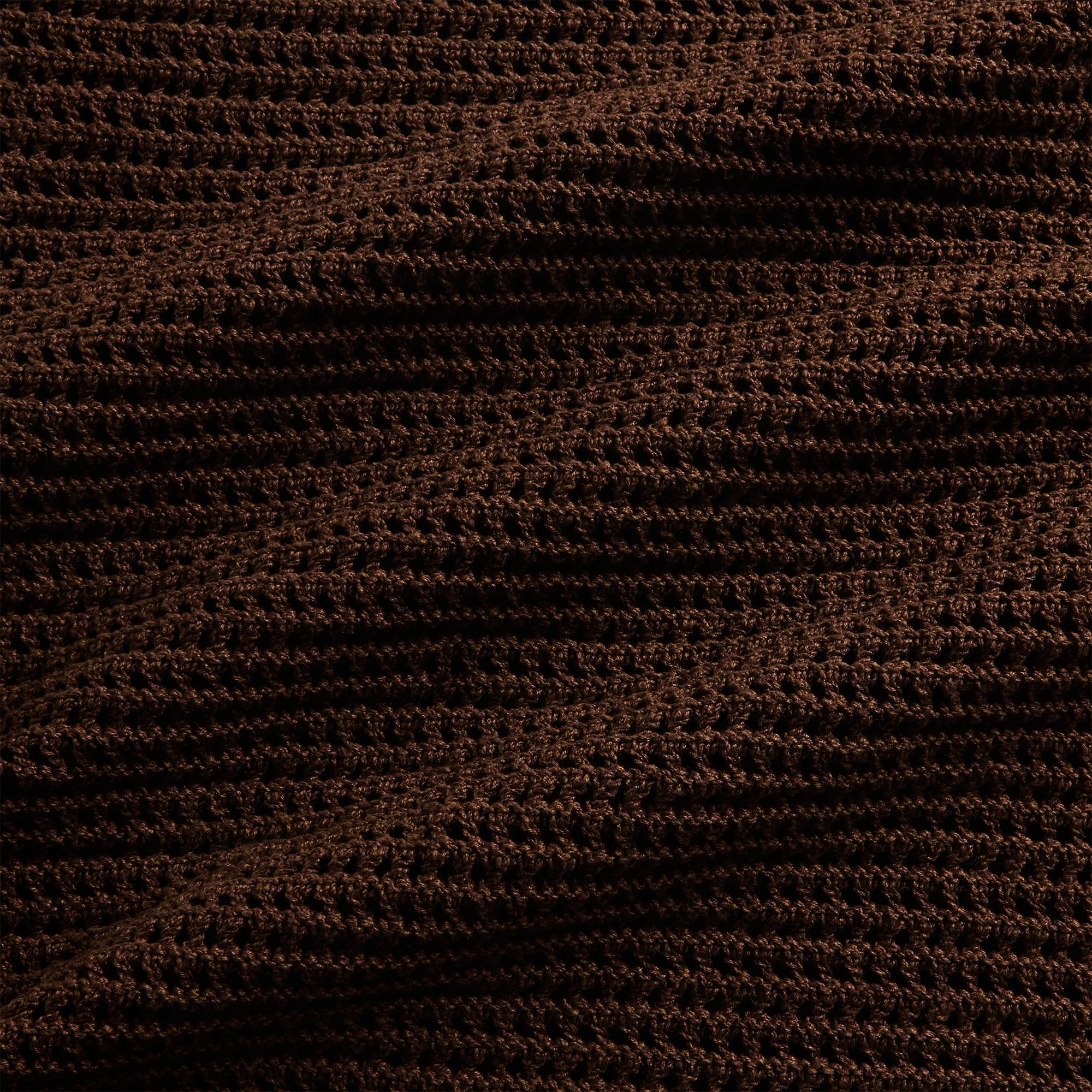 Auralee Tussah Silk Cotton Mesh Knit Skipper Polo - Brown - Image 3