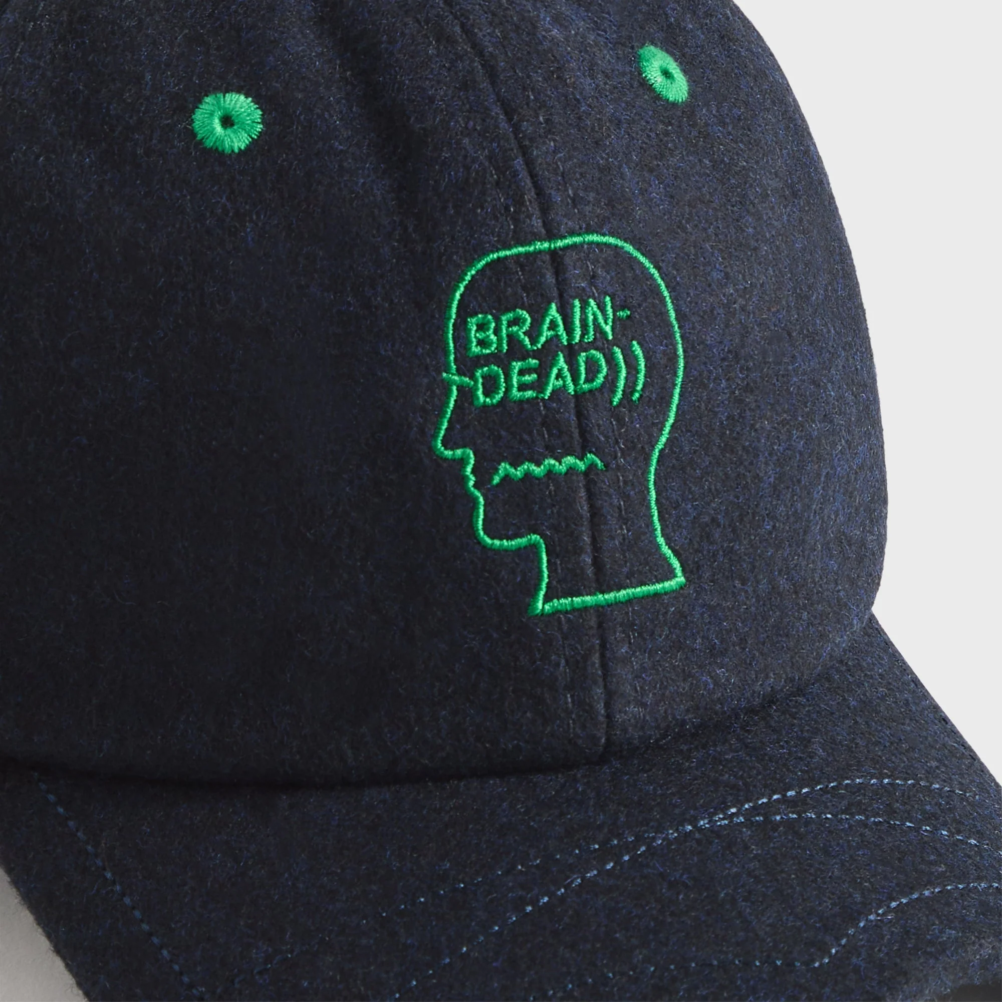Brain Dead Batwing Logohead Flannel Hat - Navy - Image 3