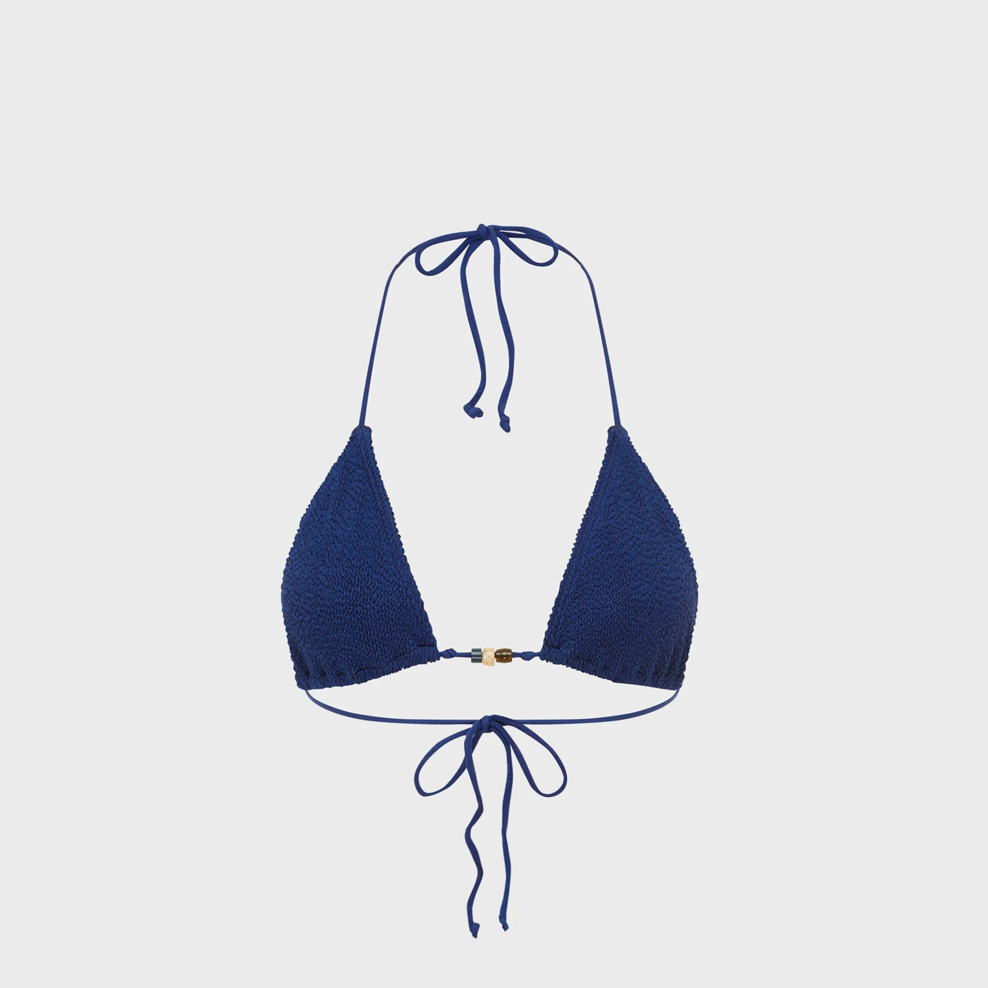 Bond Eye Beaded Ingrid Triangle Bikini Top - Midnight Shim