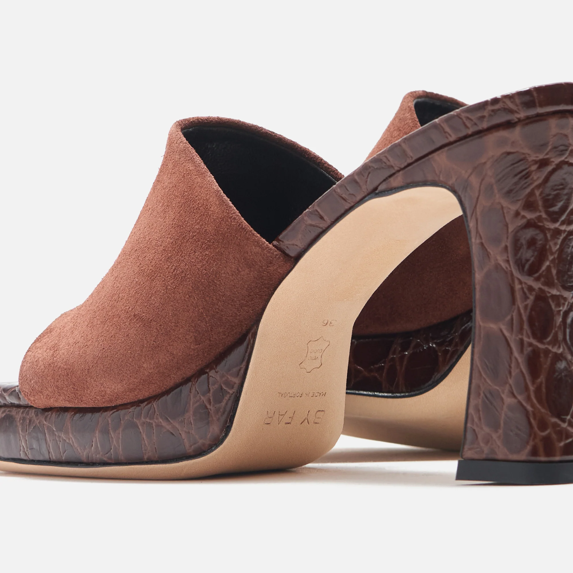 By Far Beliz Sequoia Croco and Suede Leather - Brown - Image 4