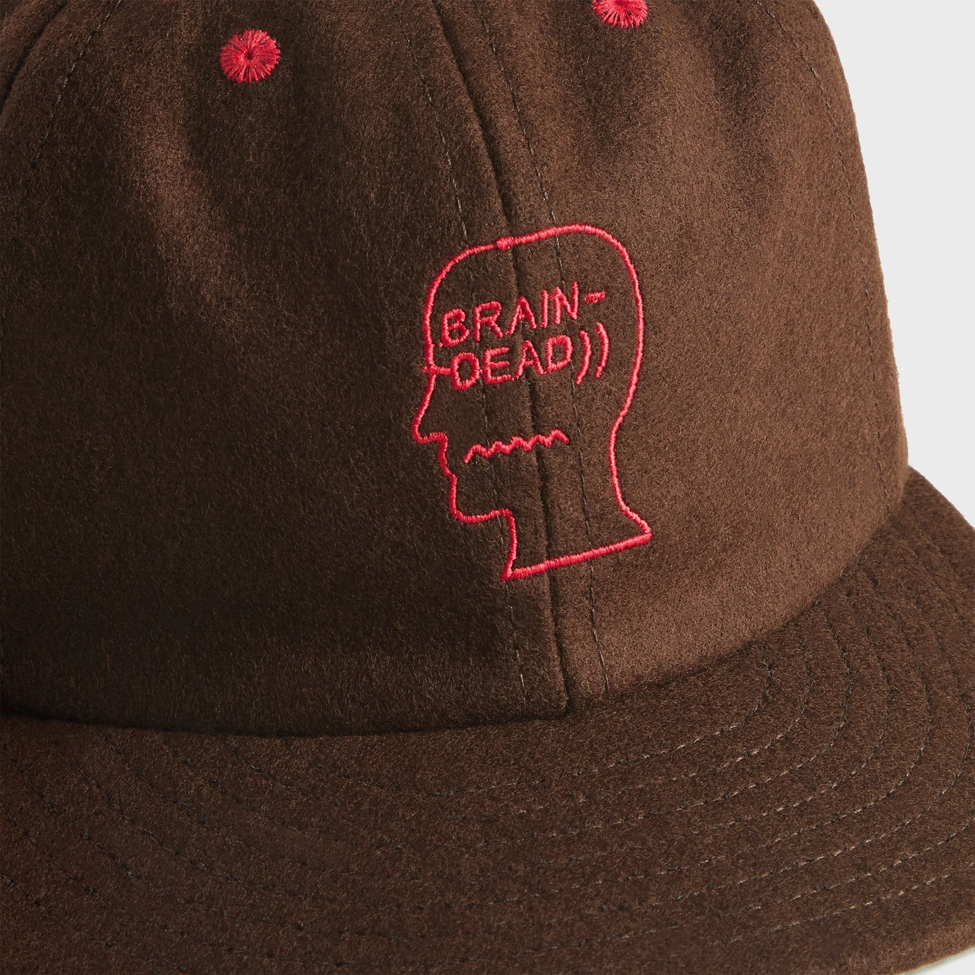 Brain Dead Flannel Classic Logohead 6 Panel Cap - Brown - Image 3