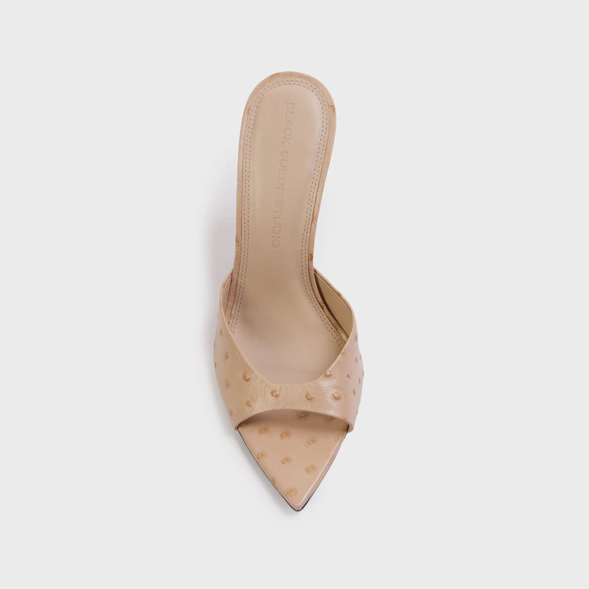 Black Suede Studio Brea - Nude Ostrich Leather - Image 3