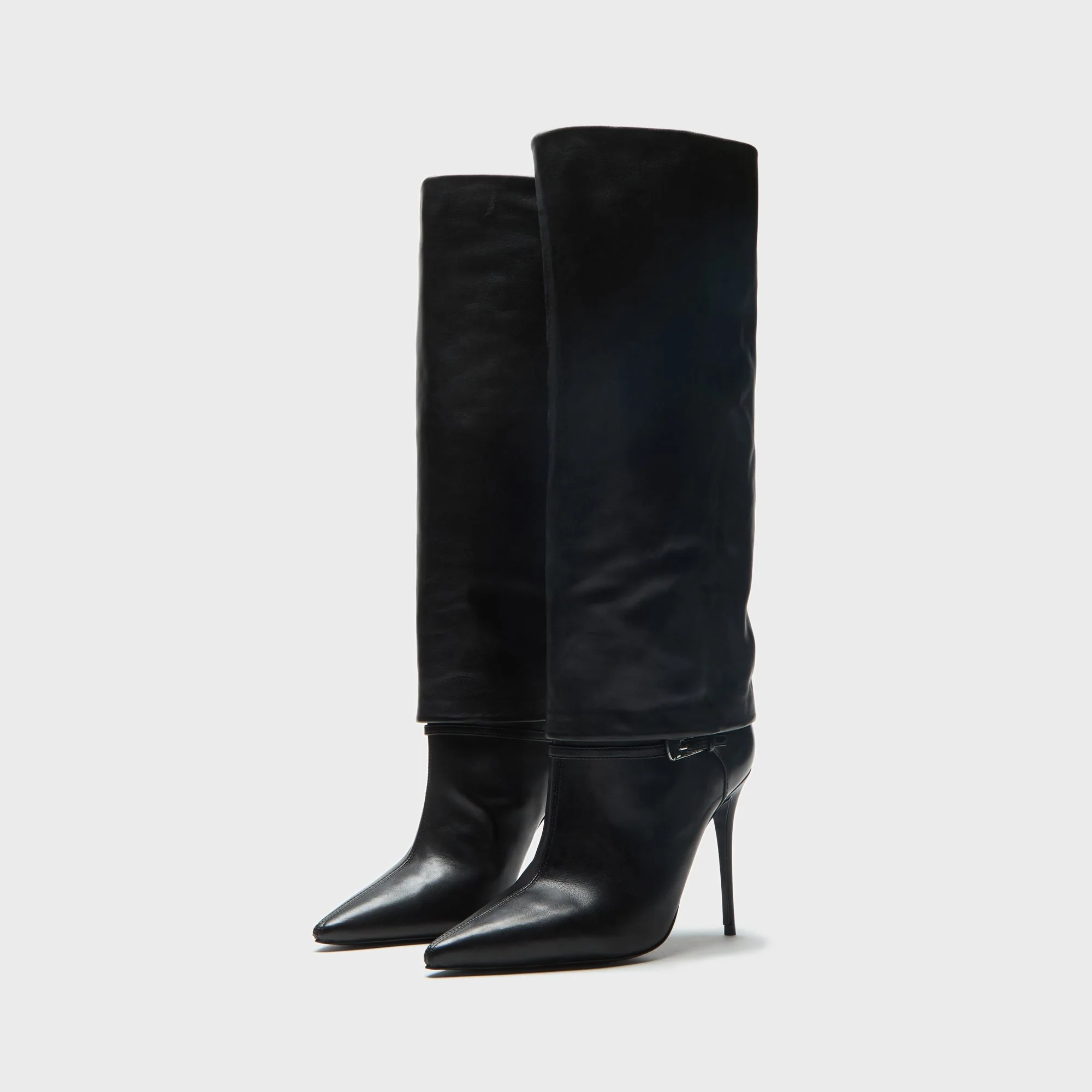 Black Suede Studio Simon Boots 100mm - Black Leather - Image 2