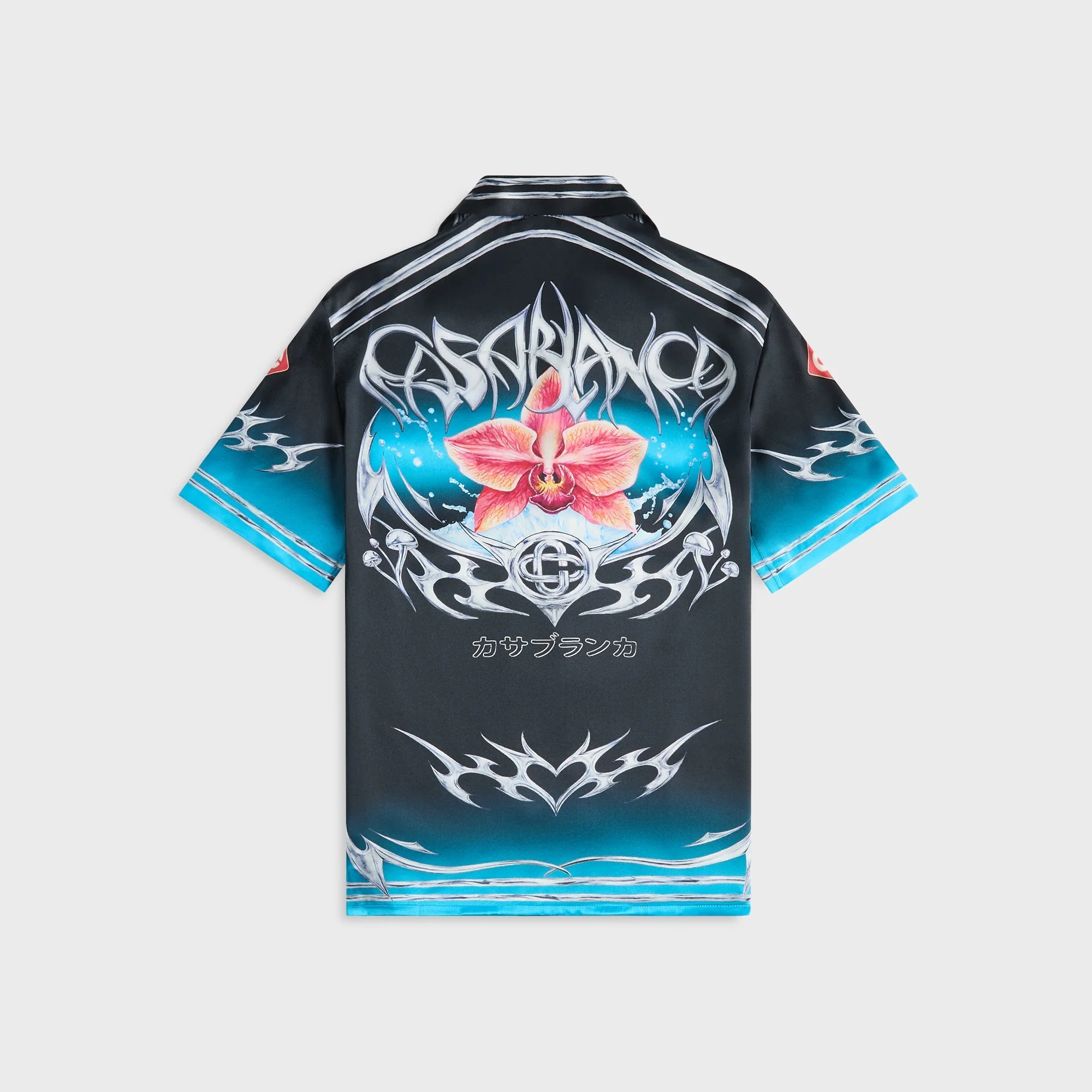 Casablanca Cuban Collar Short Sleeve Shirt - Black - Image 2