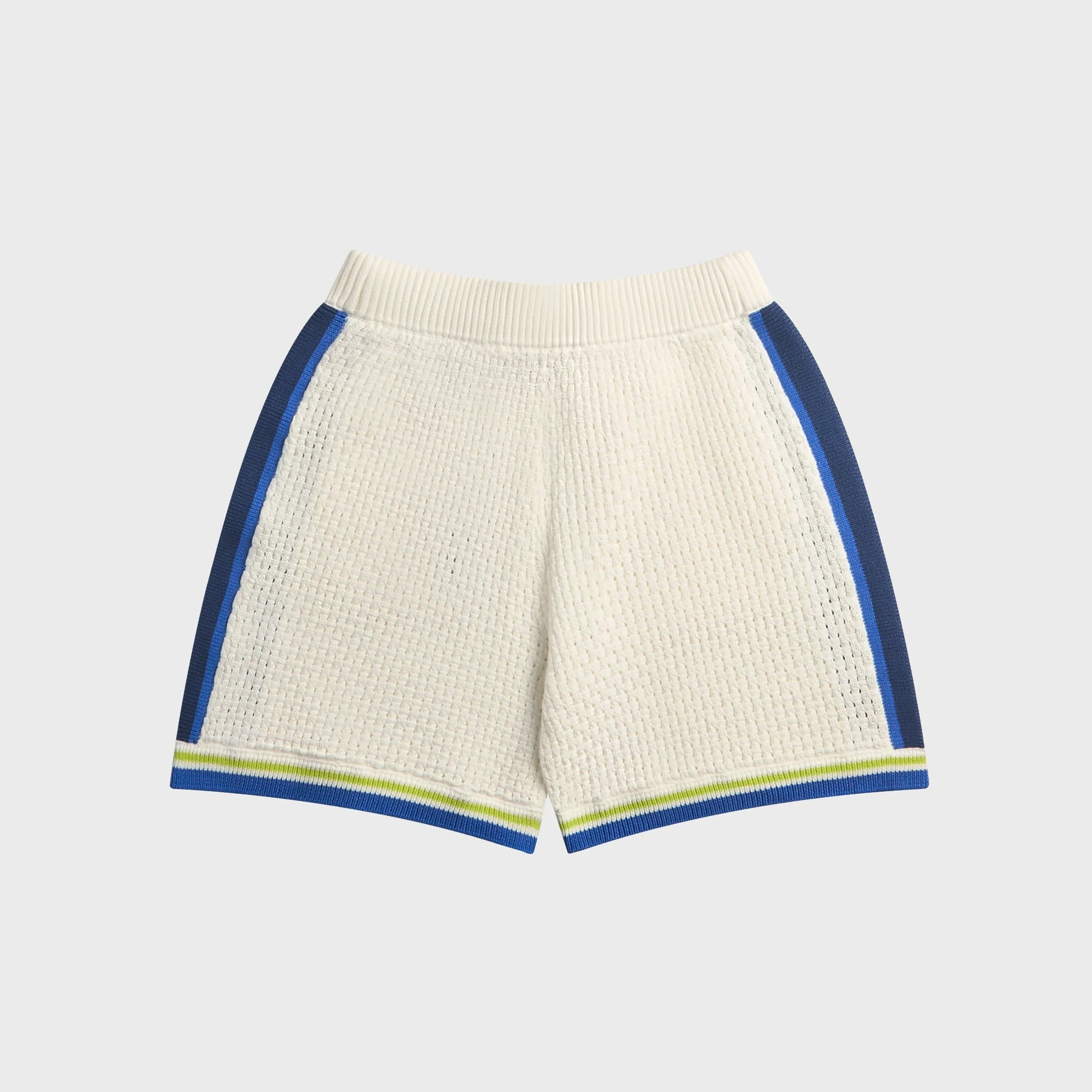 Casablanca Side-Stripe Crochet Short - White / Blue - Image 2