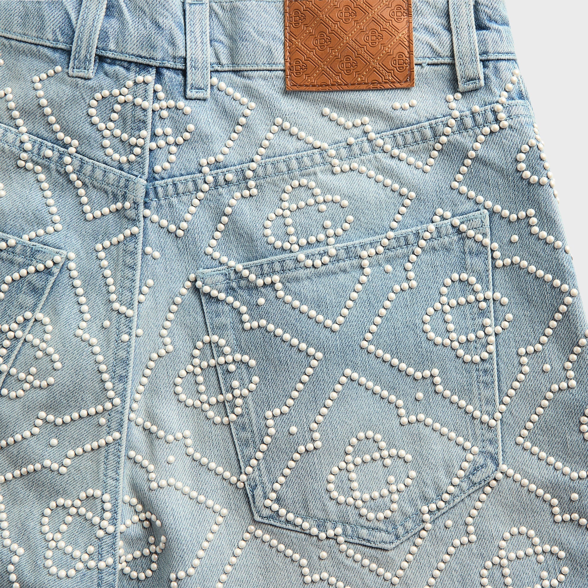 Casablanca Pearly Monogram Wide Leg Denim Short - Denim - Image 3
