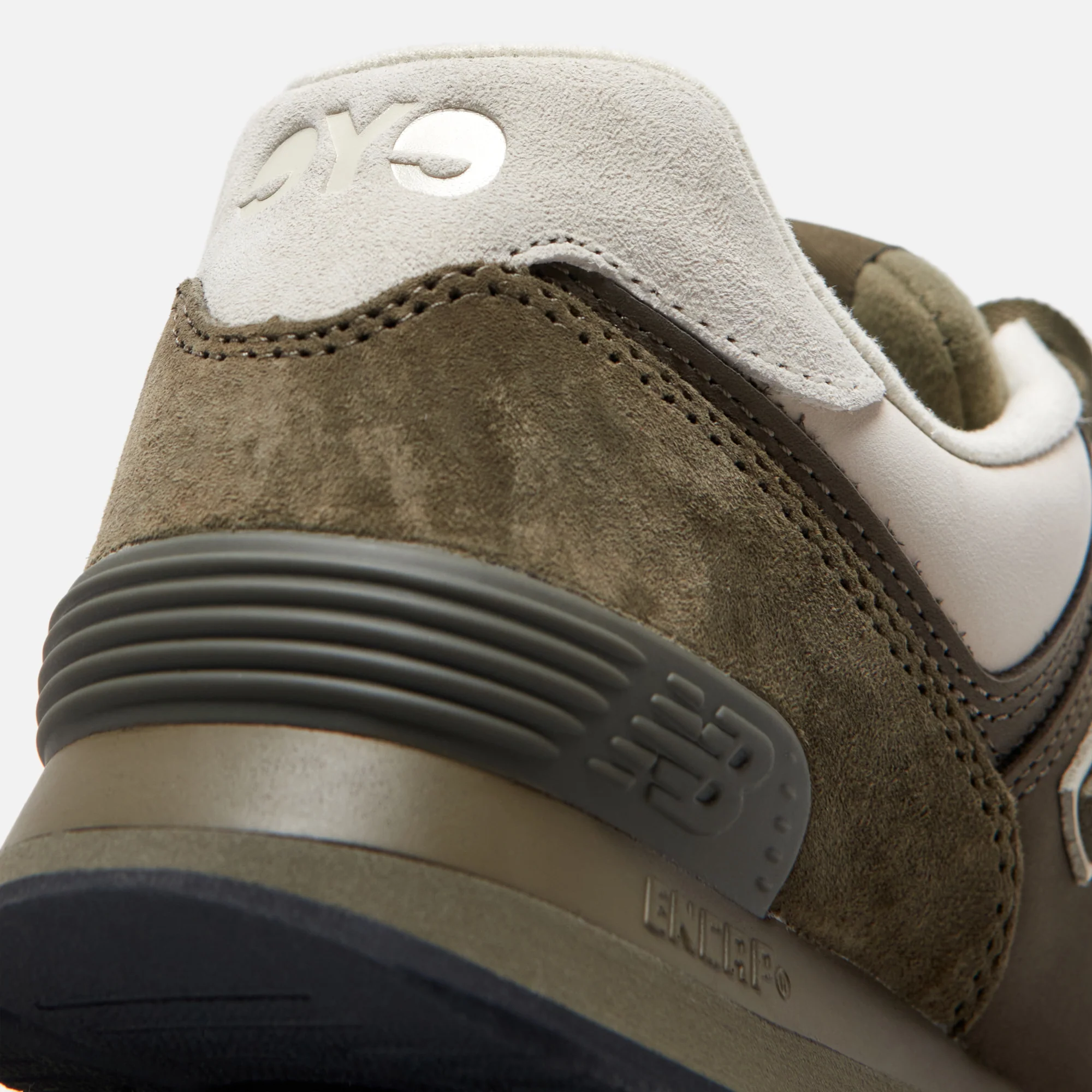 CDG Pocket New Balance x Junya Watanabe 574 Pig Suede Nubuck -  Khaki / Off White - Image 7