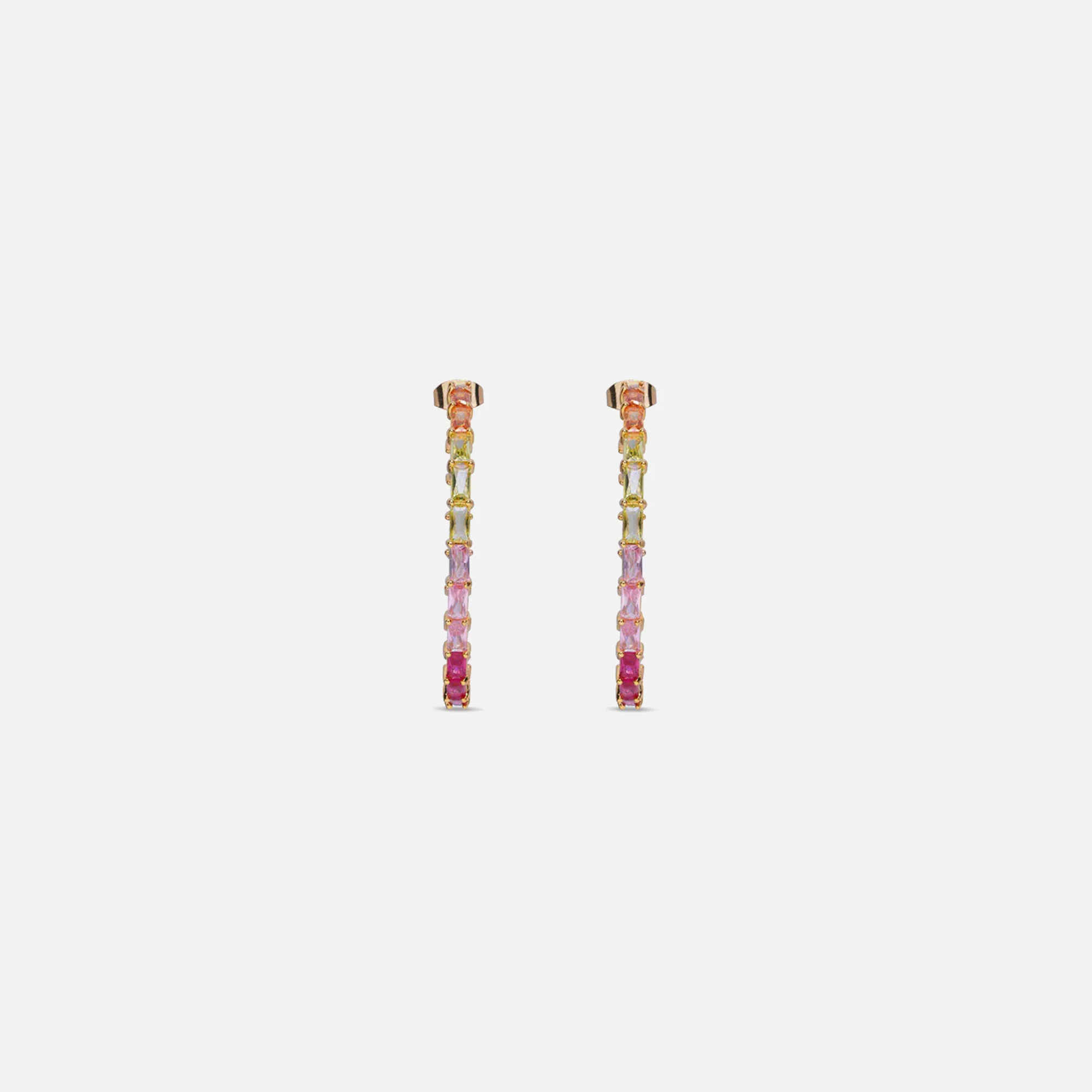 Crystal Haze Baguette Chakra Earrings - Multi