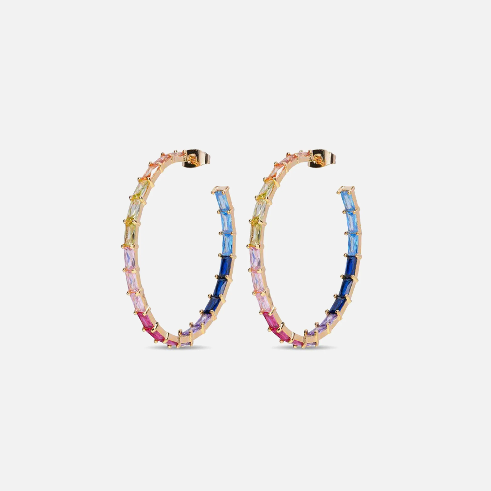 Crystal Haze Baguette Chakra Earrings - Multi - Image 2