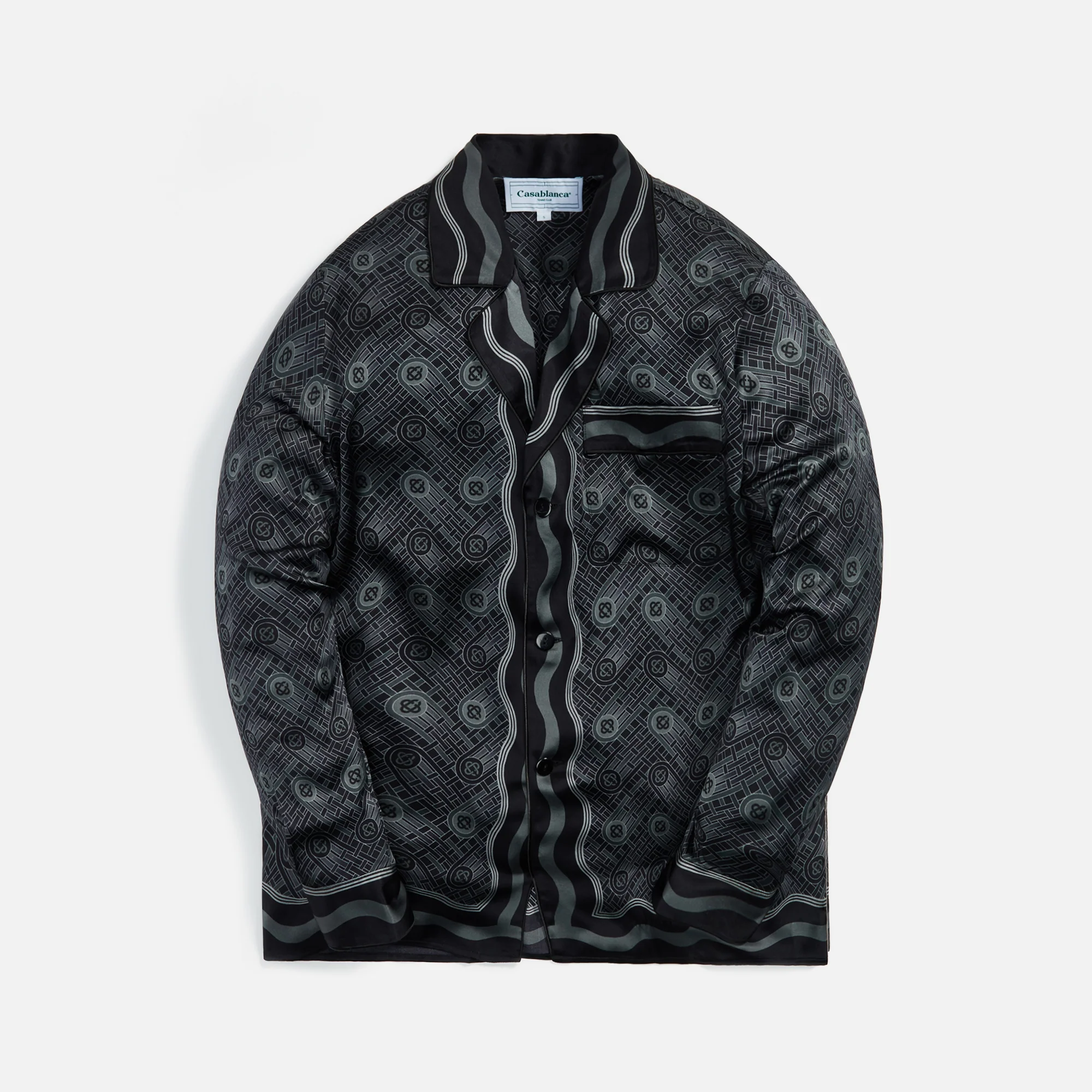 Casablanca L/S Silk Pyjama Shirt Ping Pong Monogram - Black