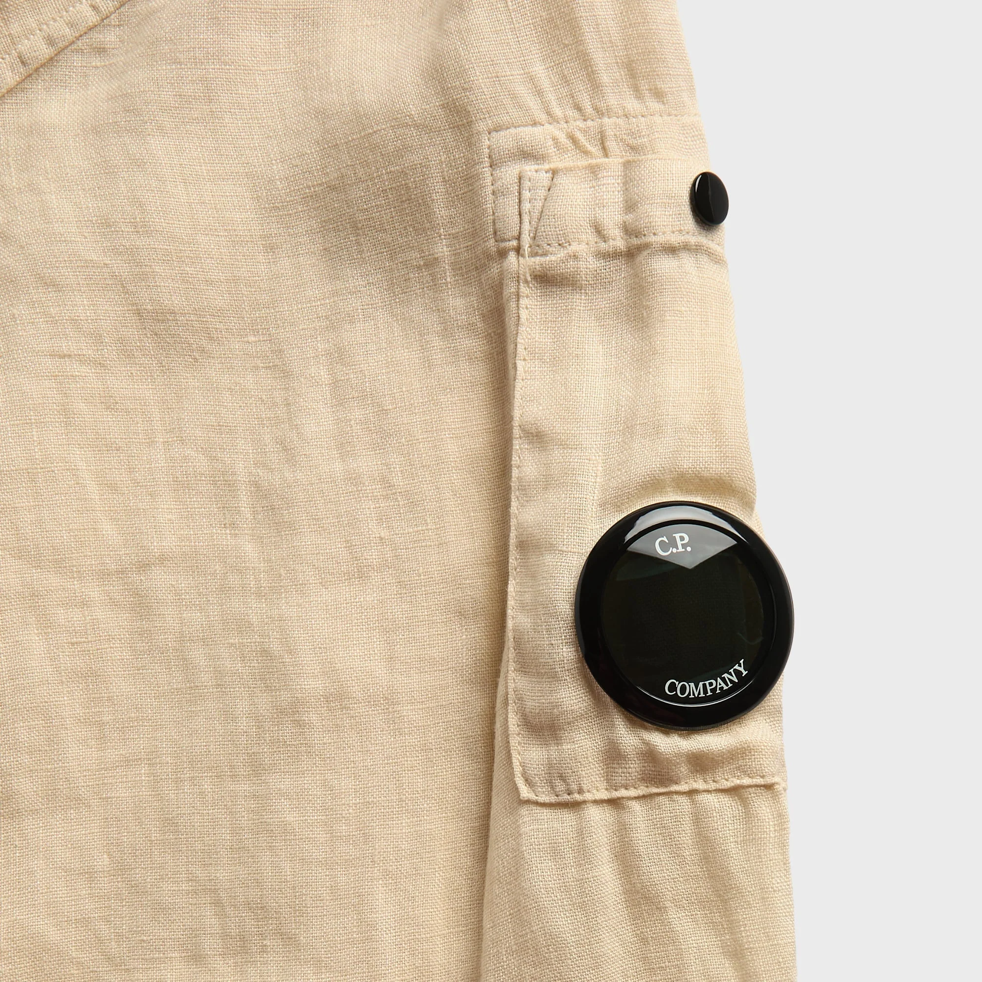C.P. Company Linen Long Sleeve Button Lens Shirt - Frozen Dew - Image 3