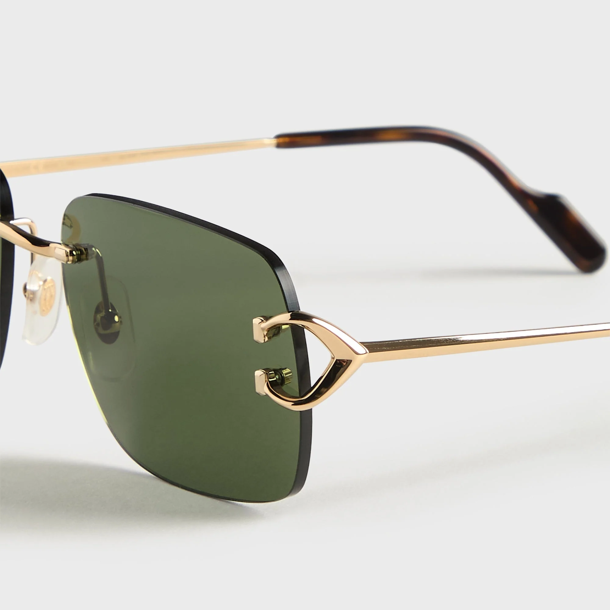 Cartier Piccadilly Man Metal Sunglasses - Gold / Green - Image 3