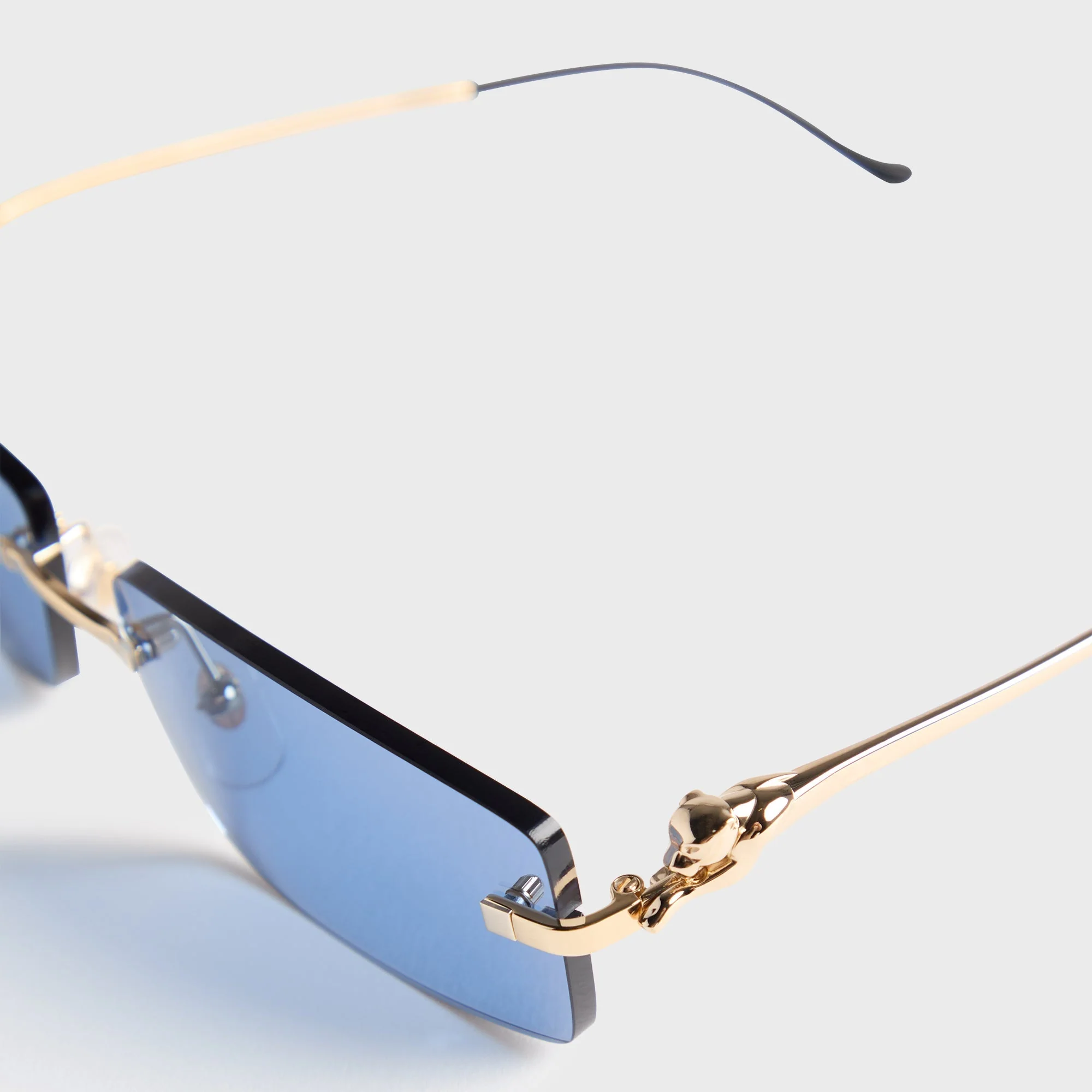 Cartier Rectangle L Sunglass Unisex Metal - Gold / Blue - Image 2