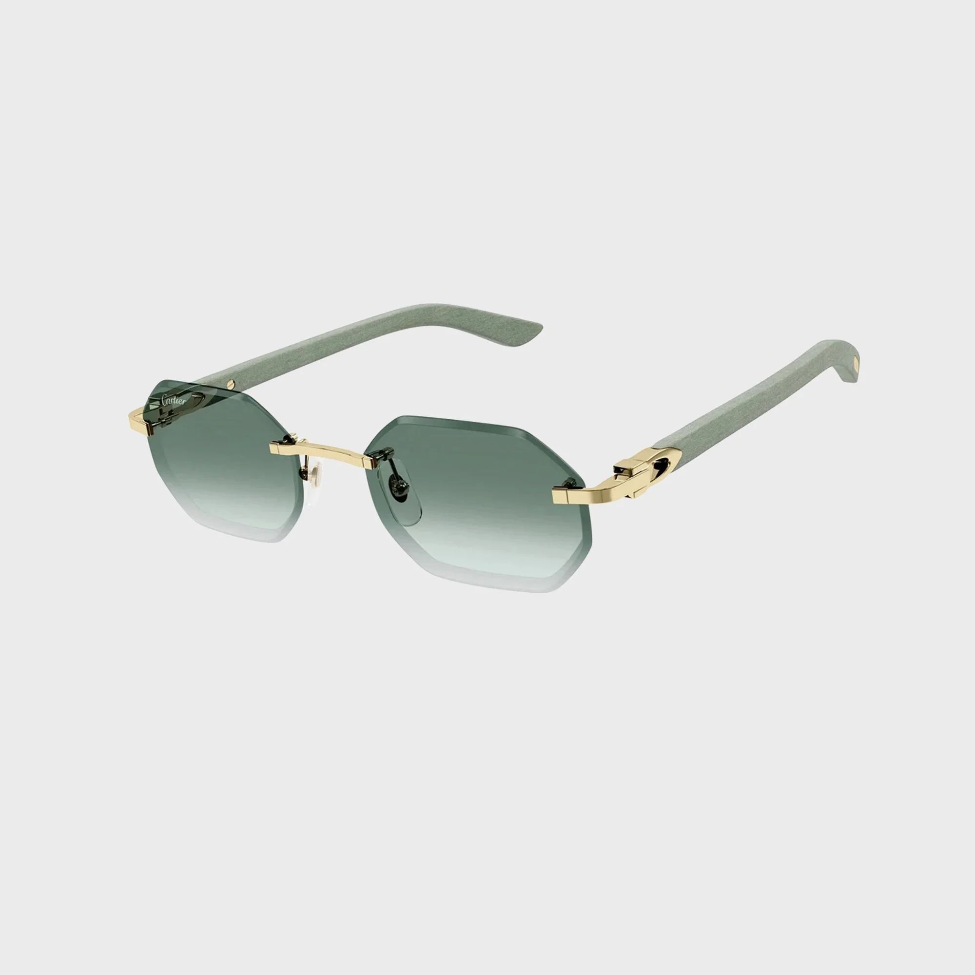 Cartier CT0439S Man Wood Sunglasses - Silver / Green - Image 2