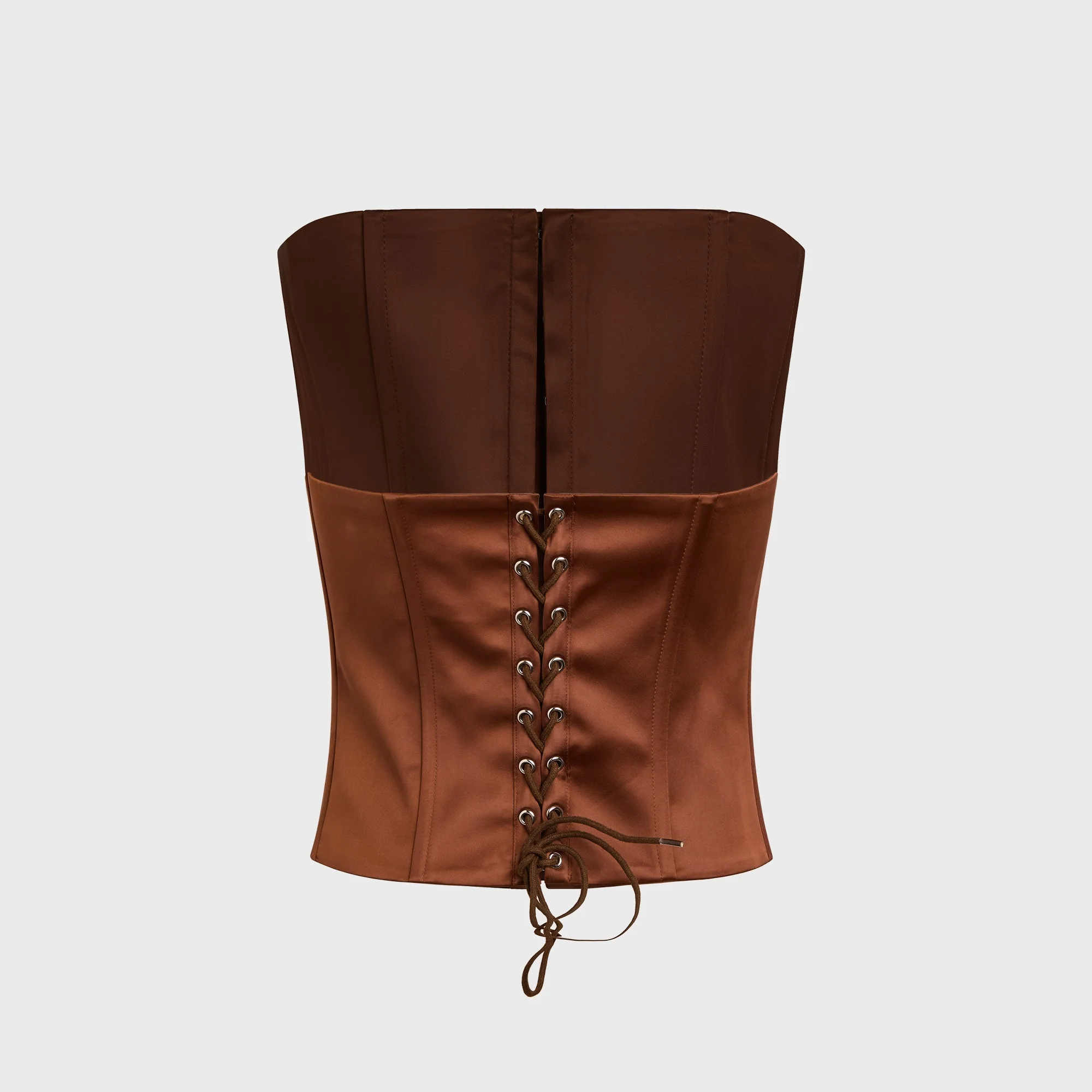 GUIZIO Satin Corset - Brown - Image 2