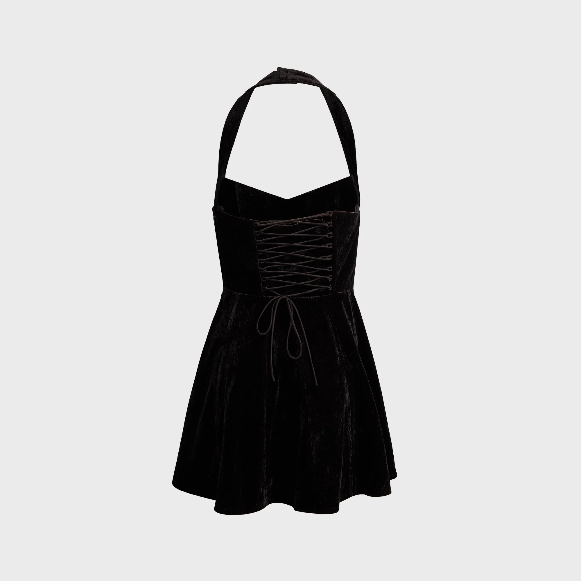 GUIZIO Juliette Velvet Halter Dress - Black - Image 2