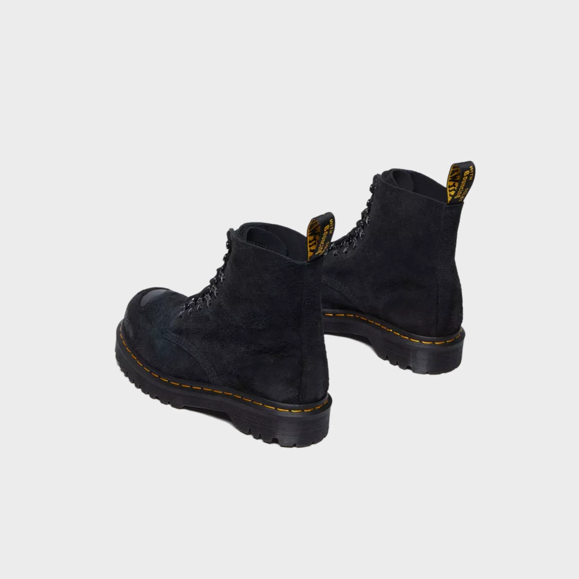 Dr. Martens 1460 ST Black Burnished Hairy Suede Lace Up Boots - Black - Image 4