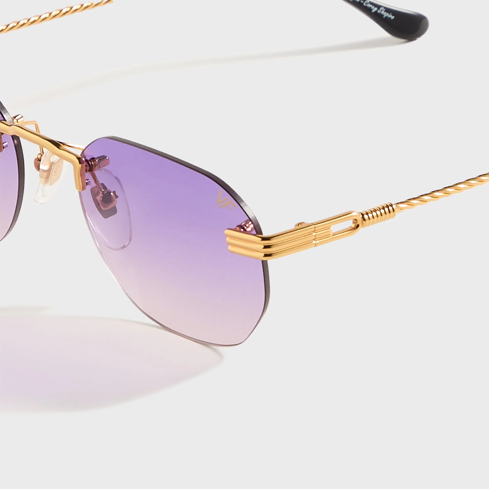 Vintage Frames Detroit Player Rimless Drill Mount 24KT - Gold / Purple Gradient - Image 3
