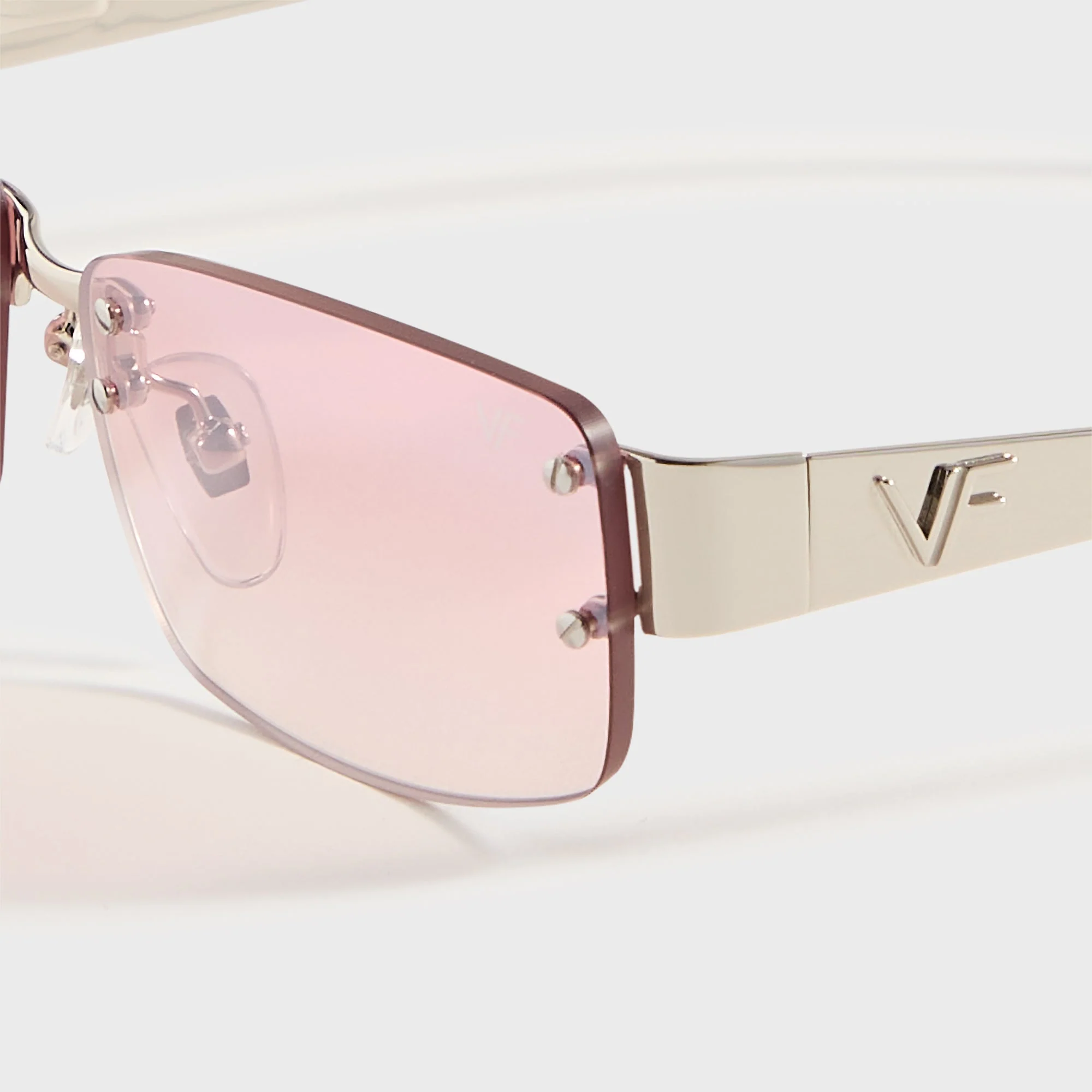 Vintage Frames Infamous Rimless Drill Mount 24KT - White Gold / Nickel Pink Gradient - Image 3