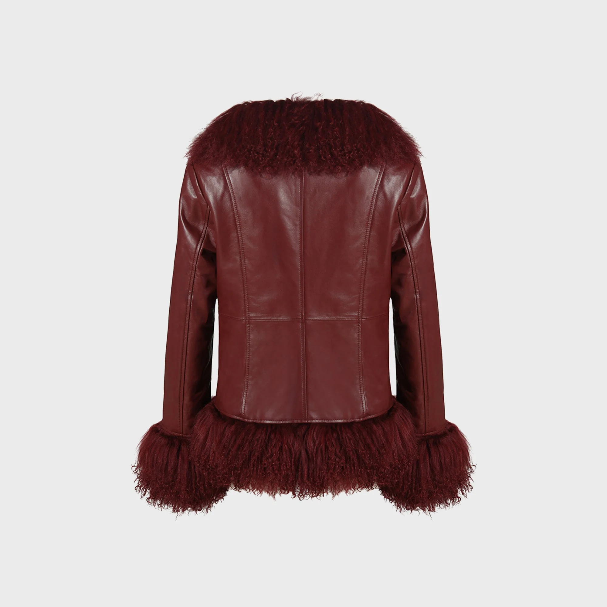 Susanna Chow Dorothy Leather Coat - Burgundy - Image 2