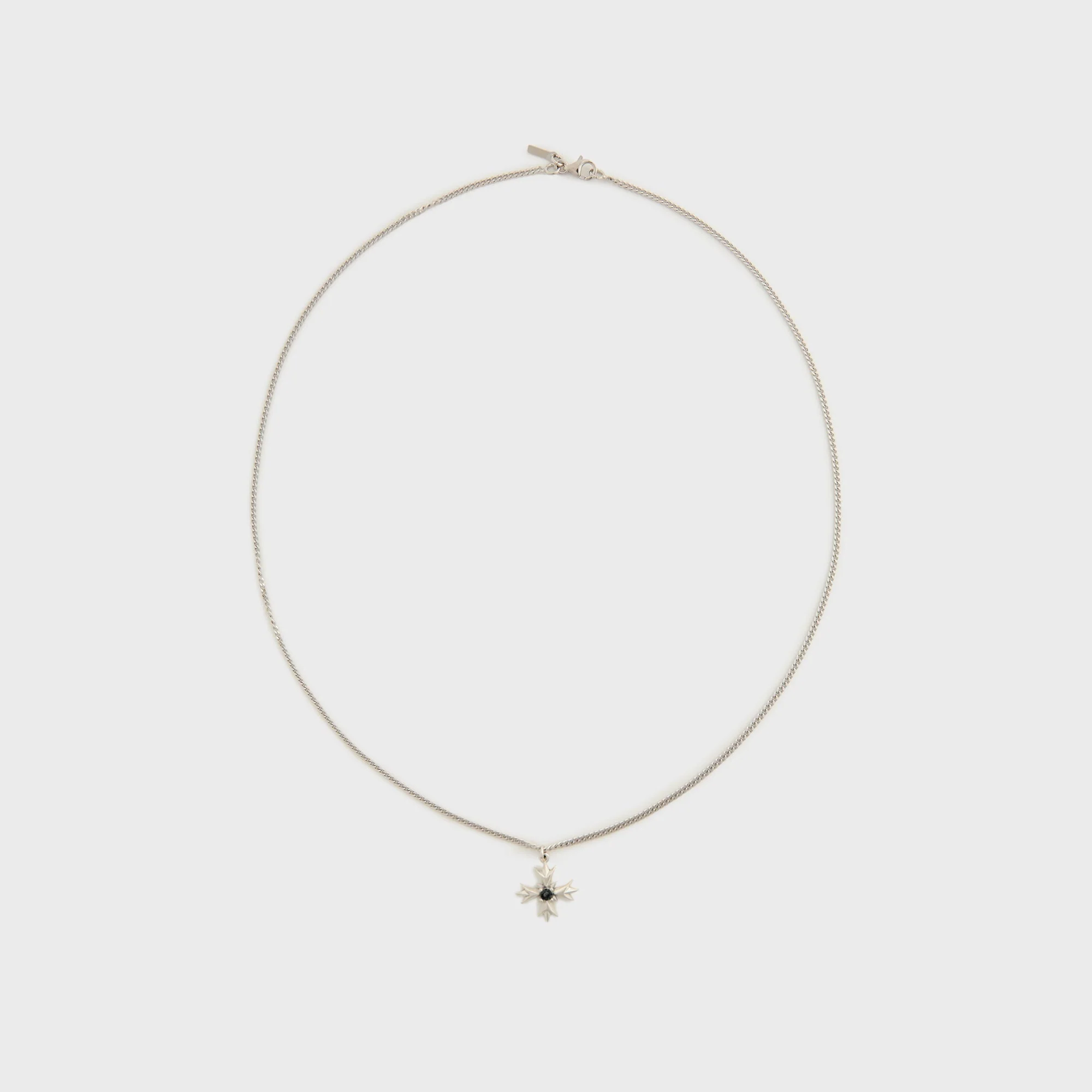 Emanuele Bicocchi Crest+Black Crystal Necklace - Silver
