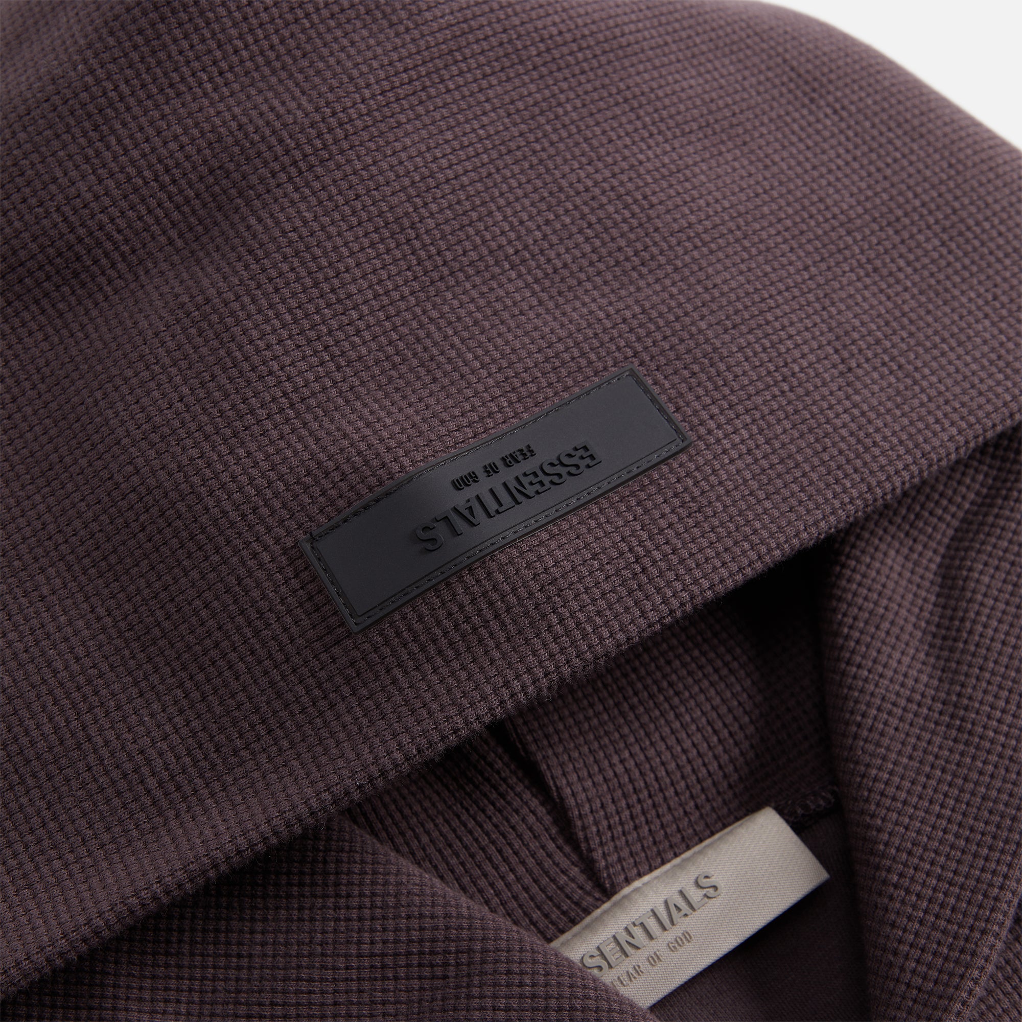 Essentials Heavy Waffle Raglan Hoodie - Plum - Image 3