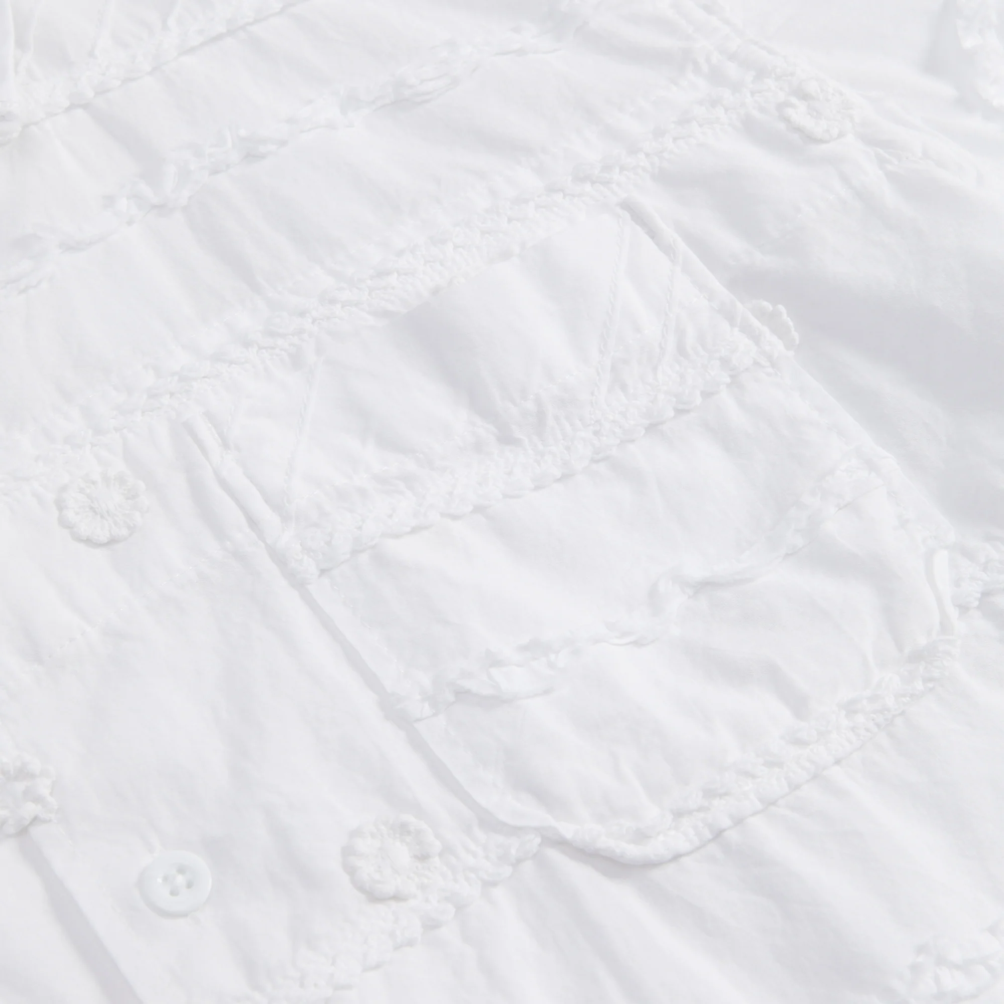 Engineered Garments Camp Shirt - White Cotton MIxed Patchwork - Image 3