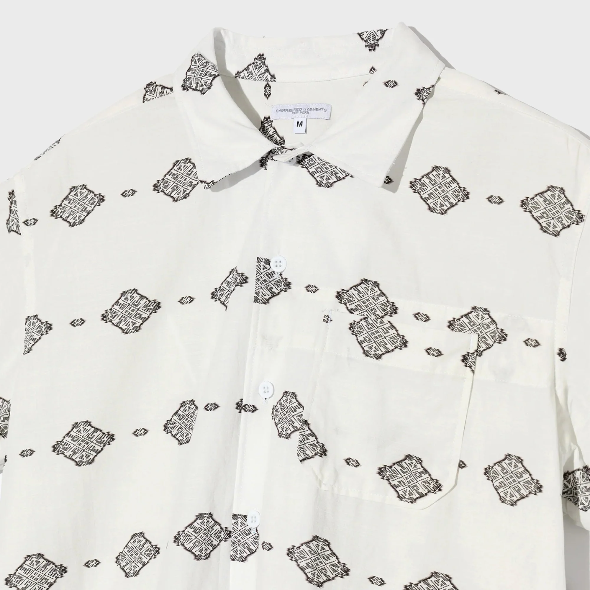 Engineered Garments Ikat Print Camp Shirt - White / Black - Image 3