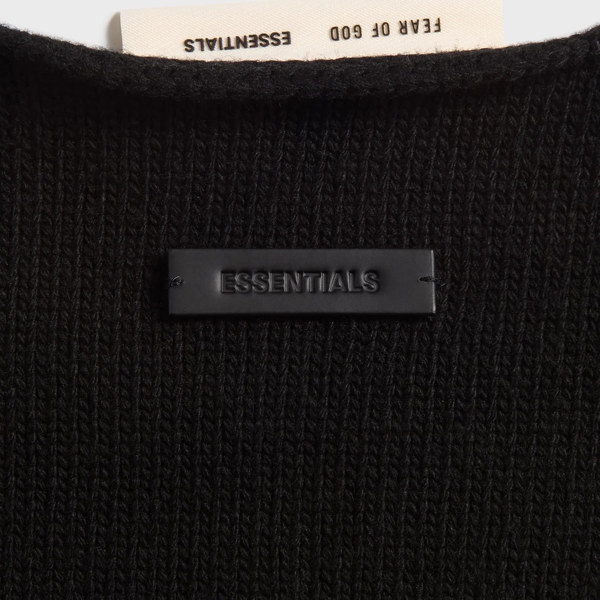 Essentials Waffle Crewneck Sweater - Vintage Black - Image 3