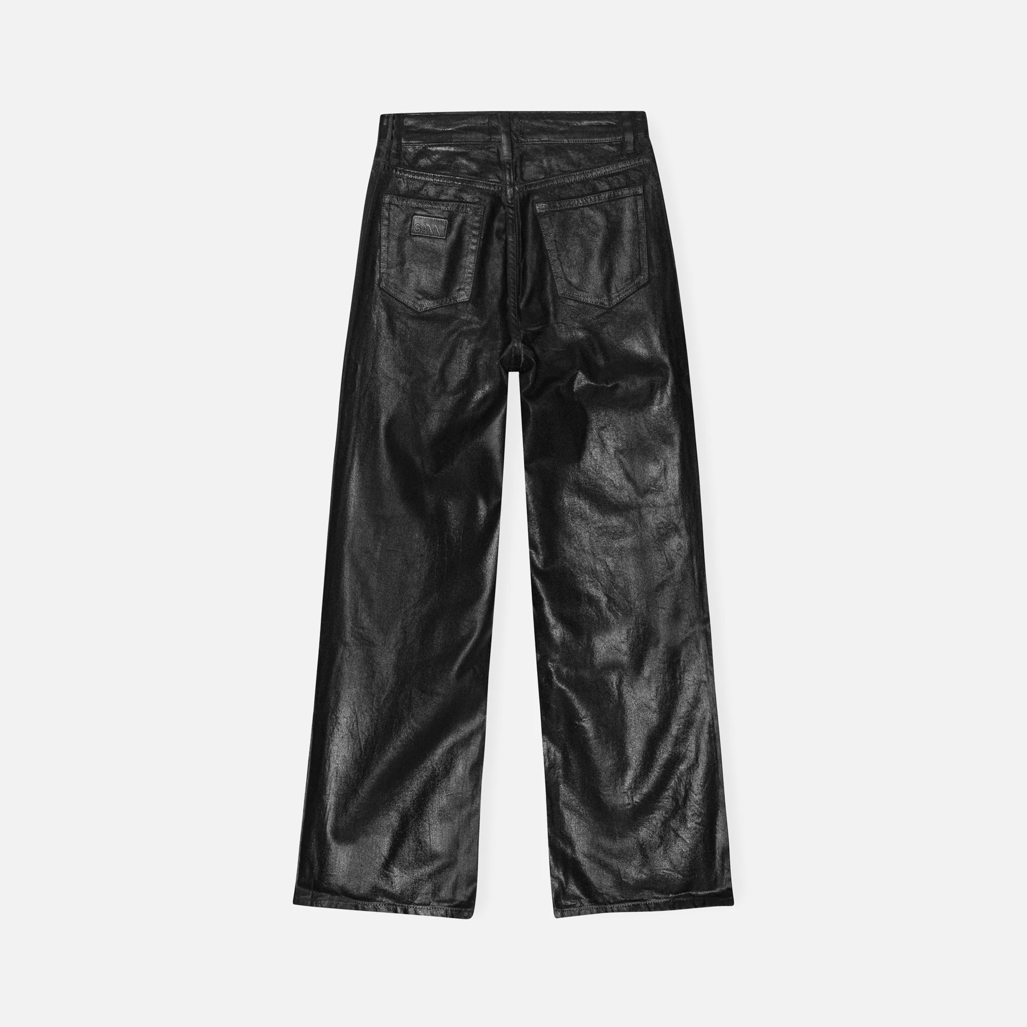 Ganni Foil Denim Wide Jeans - Black - Image 2