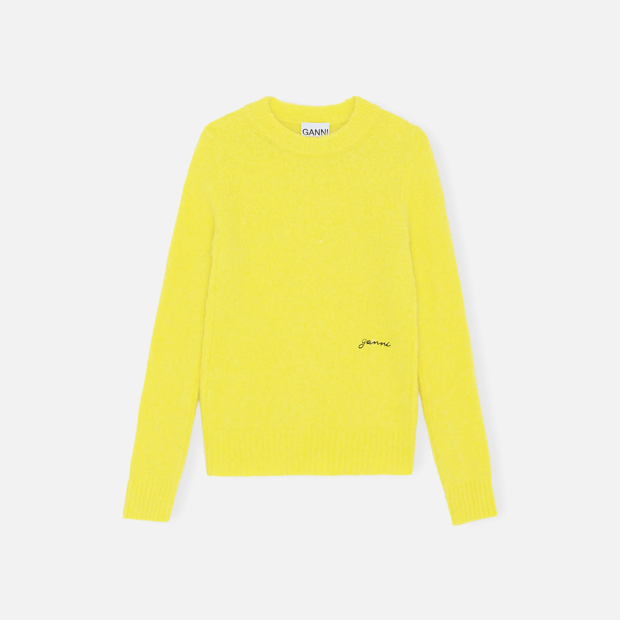 Ganni Brushed Alpaca O-Neck Sweater - Blazing Yellow