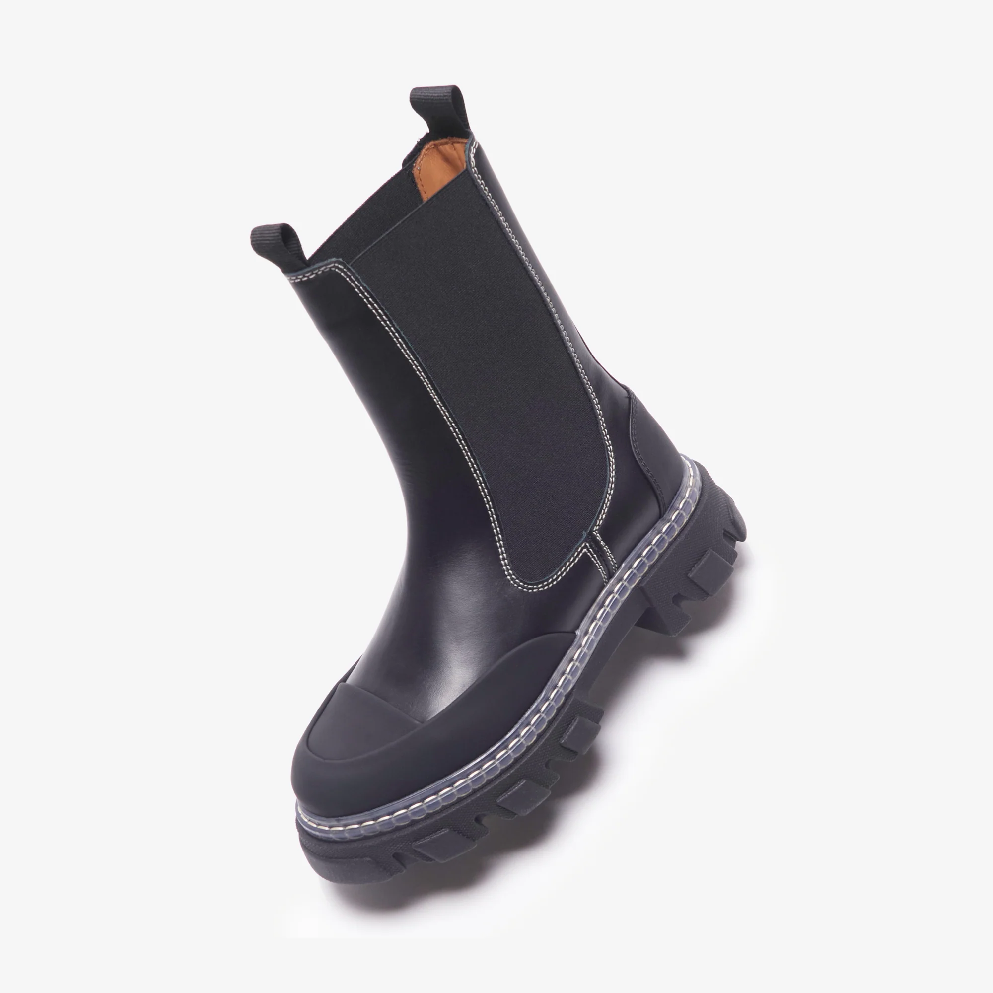 Ganni Cleated Mid Chelsea Boot - Black - Image 3