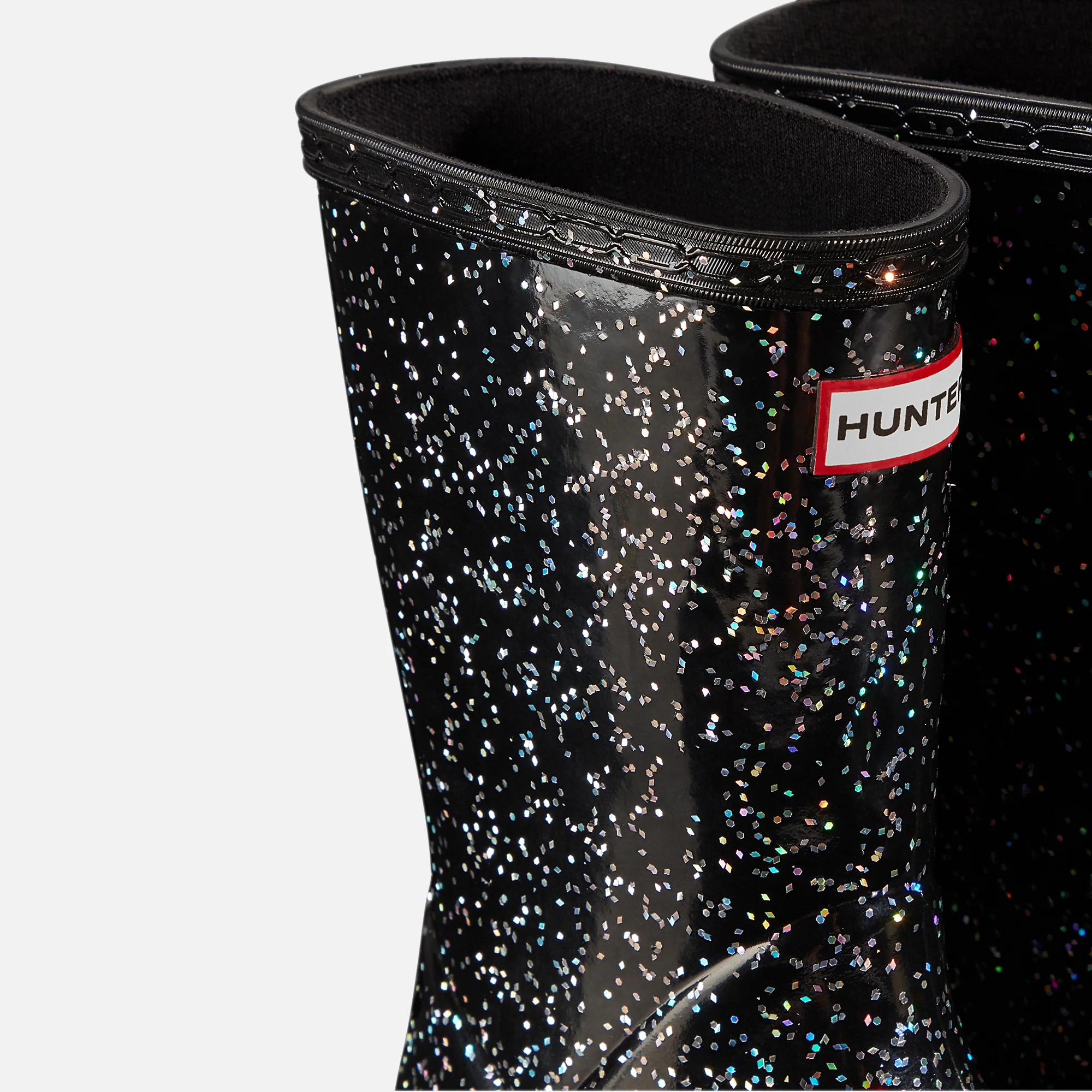 Hunter Giant Glitter Wellington Boots - Black - Image 4