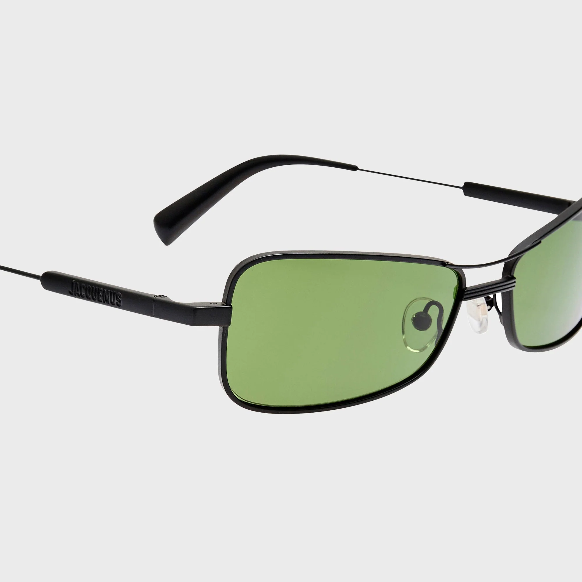Jacquemus Statzione Sunglasses - Black / Green - Image 4