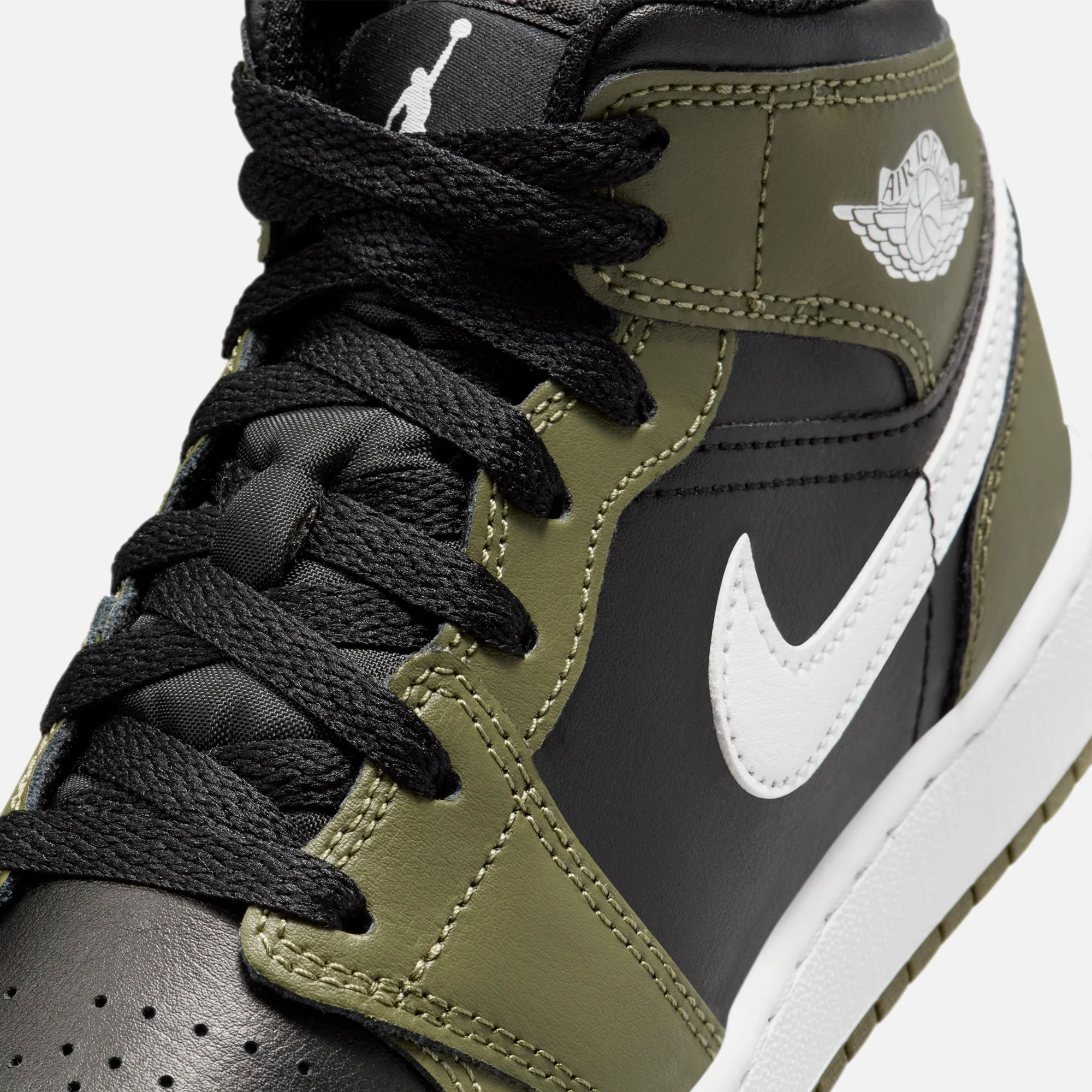 Jordan Air Jordan 1 Mid - Black / White / Medium Olive - Image 7