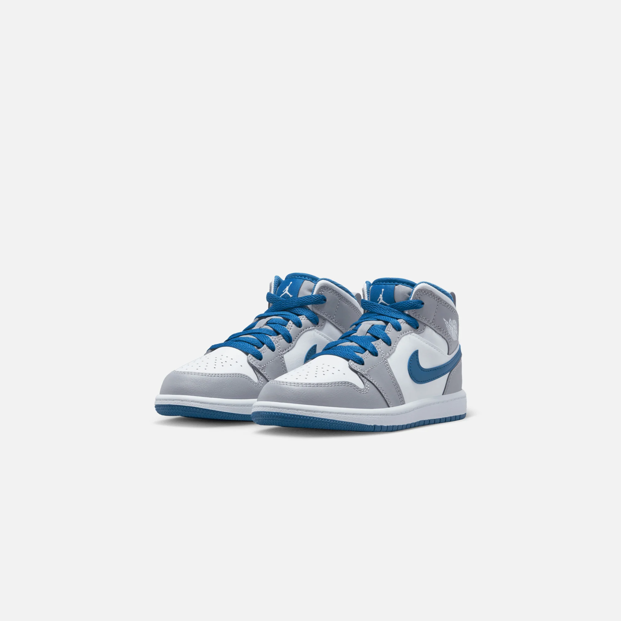 Nike Pre-School Air Jordan 1 Mid - Cement Grey / White / True Blue - Image 2