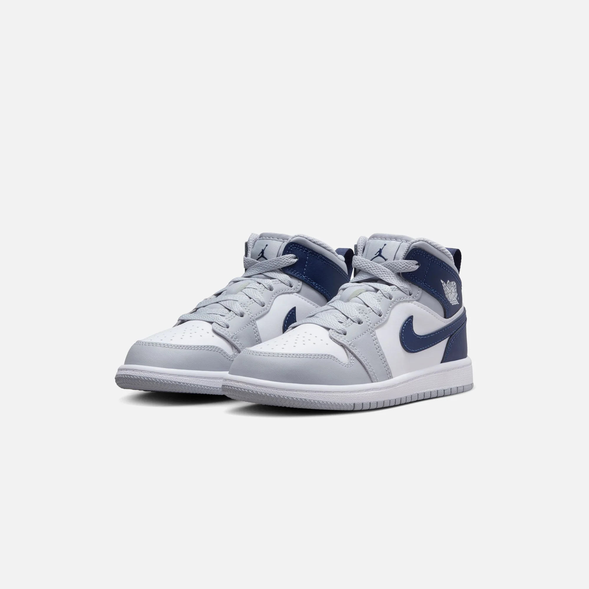 Nike Air Jordan Pre-School Air Jordan 1 Mid - White / Midnight Navy / Wolf Grey - Image 2
