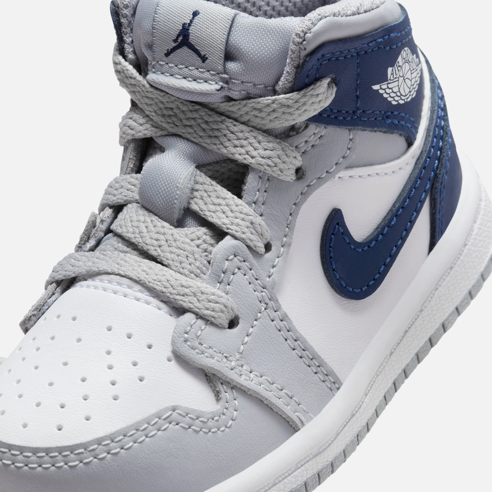 Jordan TD Air Jordan 1 Mid - White / Midnight Navy / Wolf Grey - Image 7
