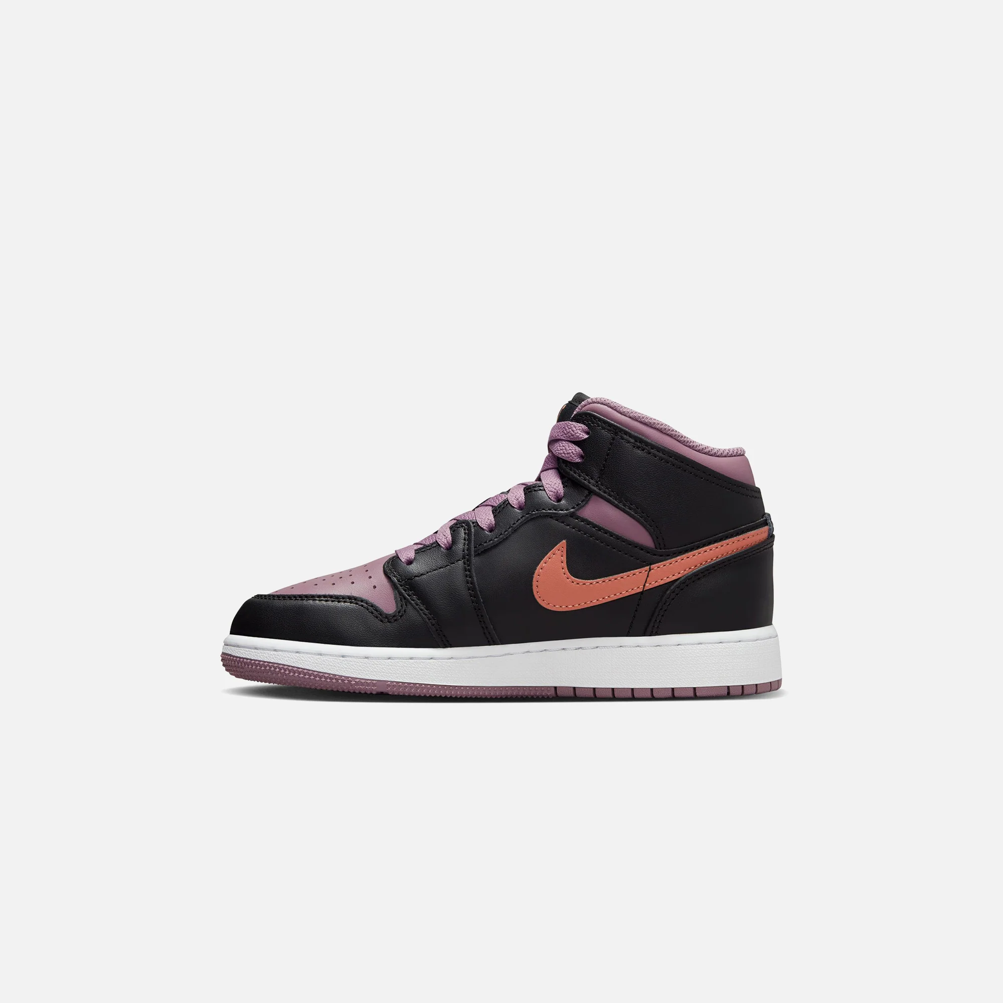 Nike GS Air Jordan 1 Mid SE - Black / Sky J Orange / Sky J Mauve / White - Image 3