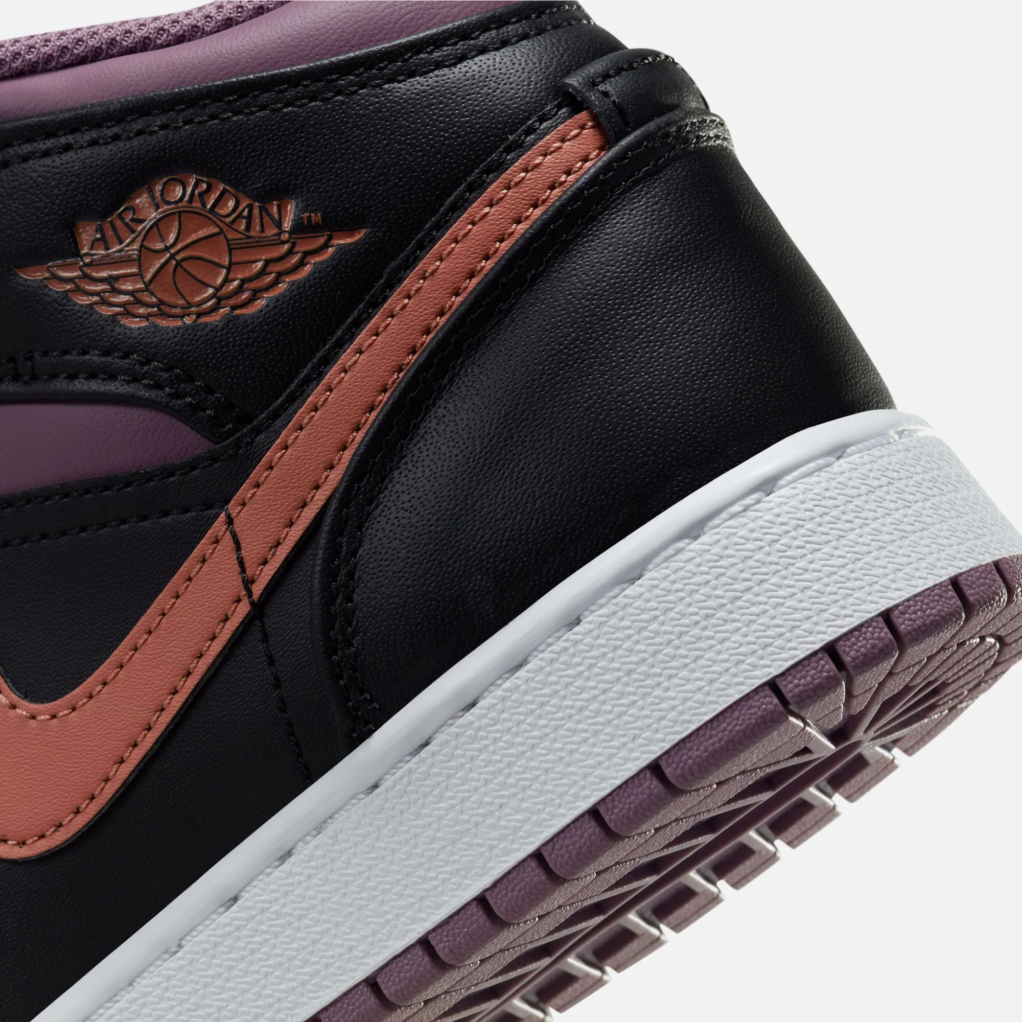 Nike GS Air Jordan 1 Mid SE - Black / Sky J Orange / Sky J Mauve / White - Image 8