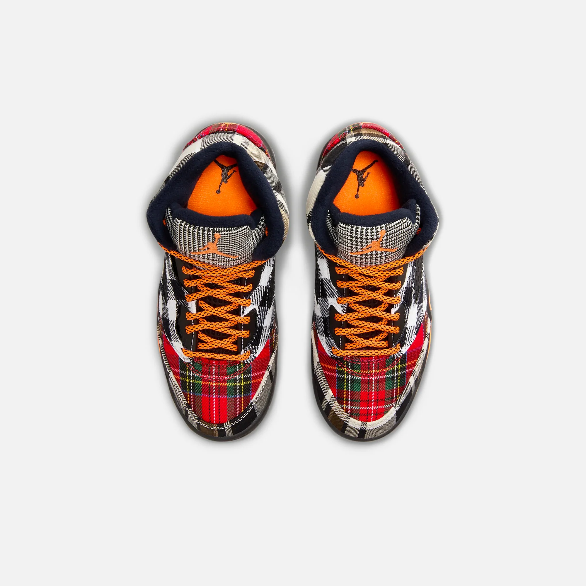 Nike PS Air Jordan 5 Retro Plaid - Black / Dark Obsidian / Total Orange - Image 2