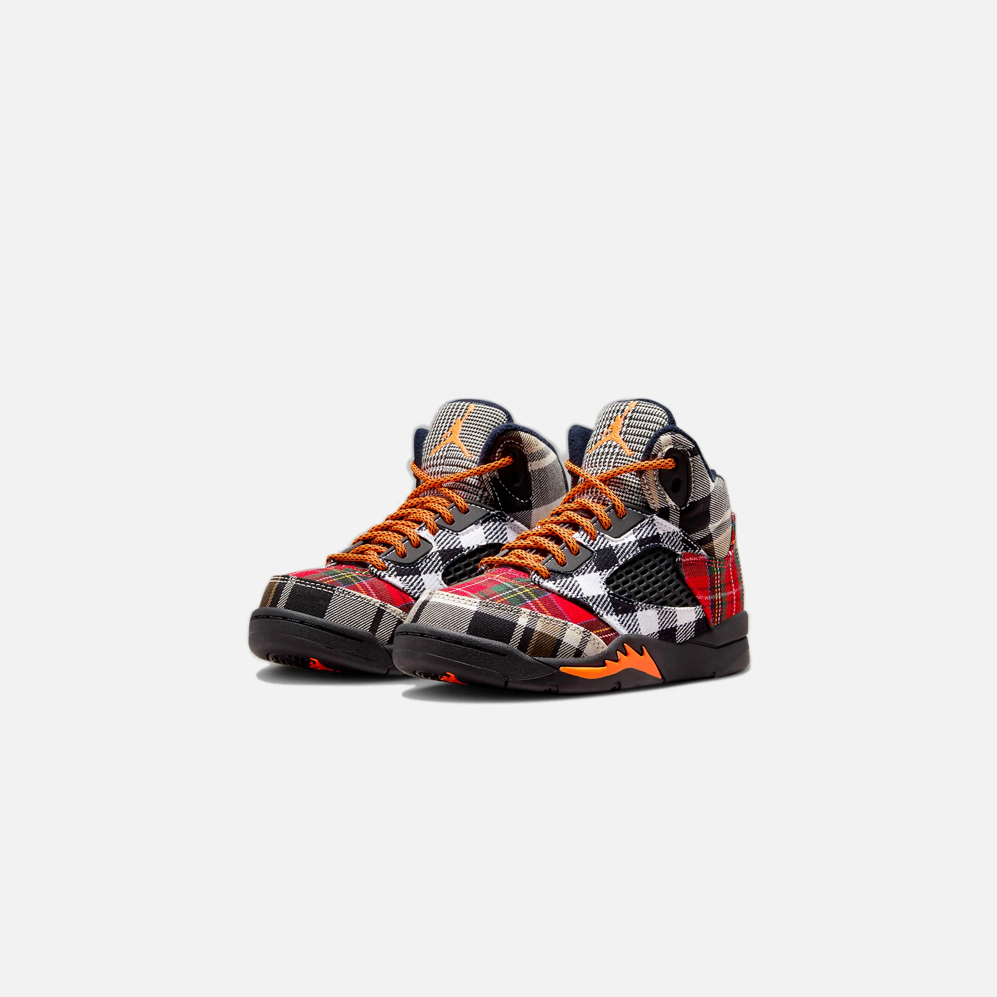 Nike PS Air Jordan 5 Retro Plaid - Black / Dark Obsidian / Total Orange - Image 3